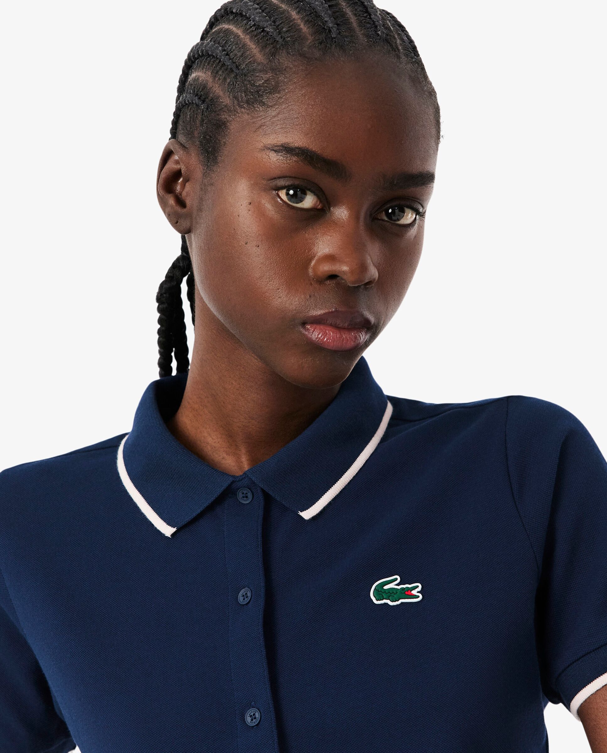 Polo de mujer de golf de petit piqué termorregulador en blanco de manga corta - Lacoste - Azul marino Azul marino-3