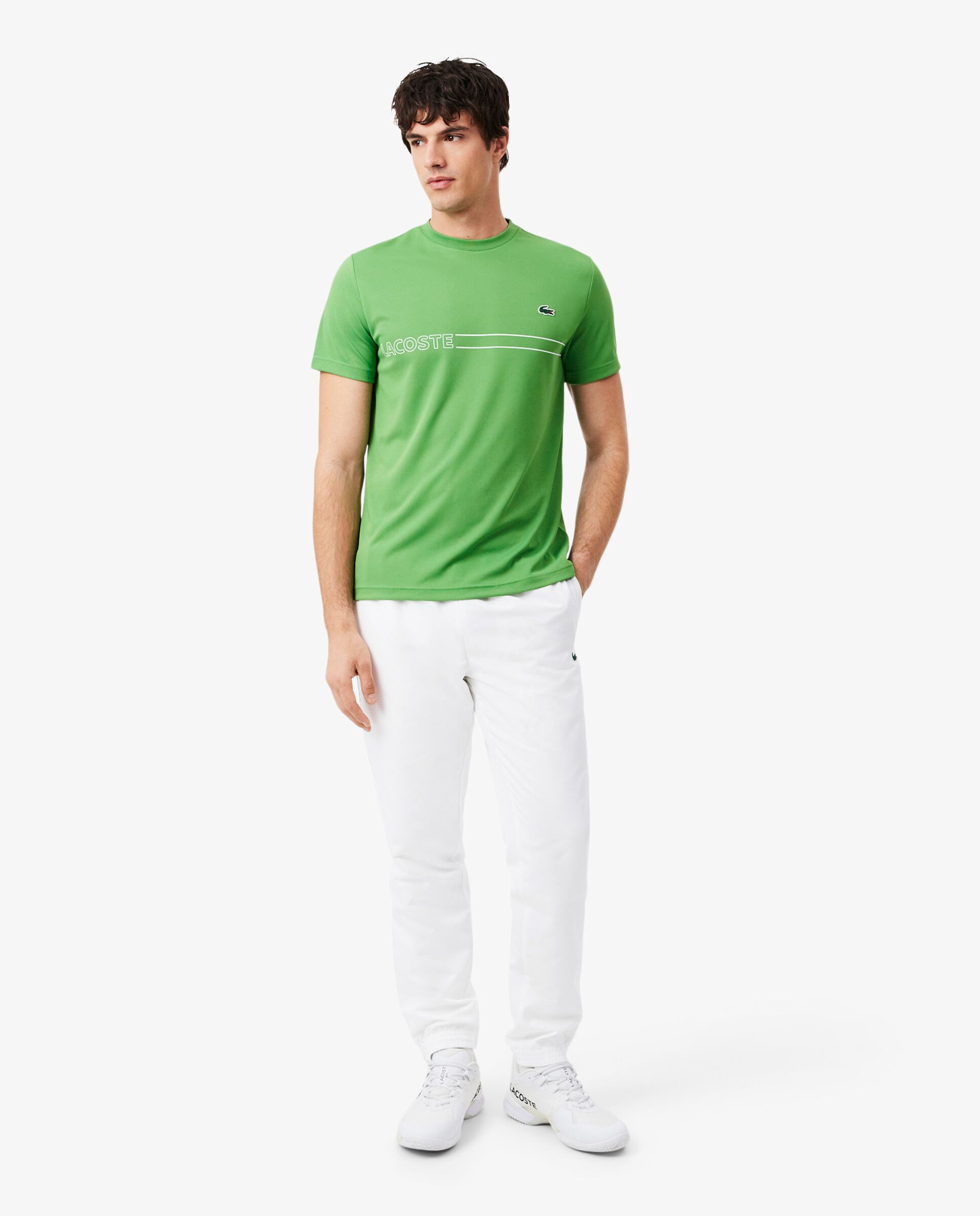 Pantalón de hombre de chándal de hombre deportivo con ribete en contraste en bleu marine / orange - Lacoste - Blanco Blanco-1