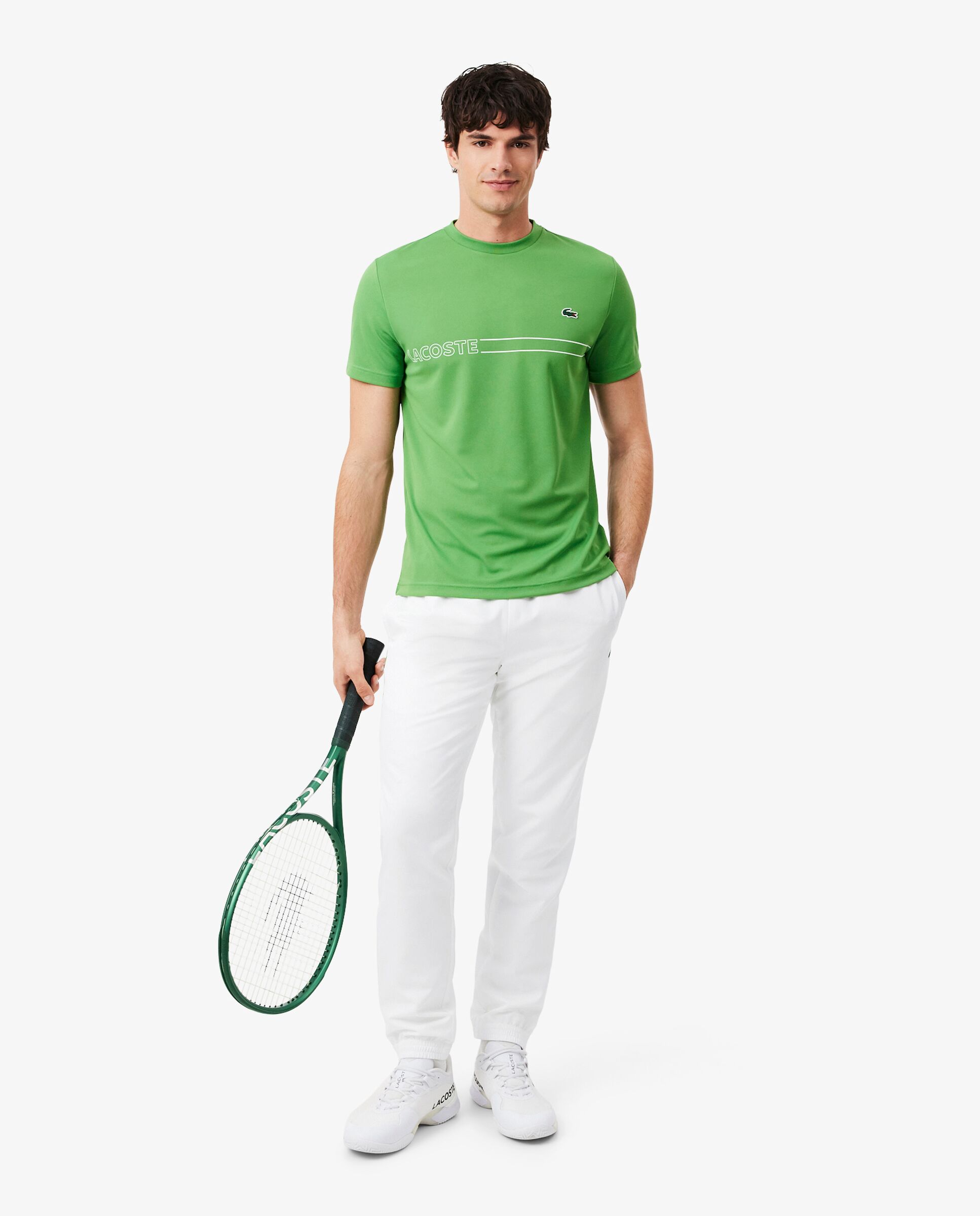 Pantalón de hombre de chándal de hombre deportivo con ribete en contraste en bleu marine / orange - Lacoste - Blanco Blanco-4