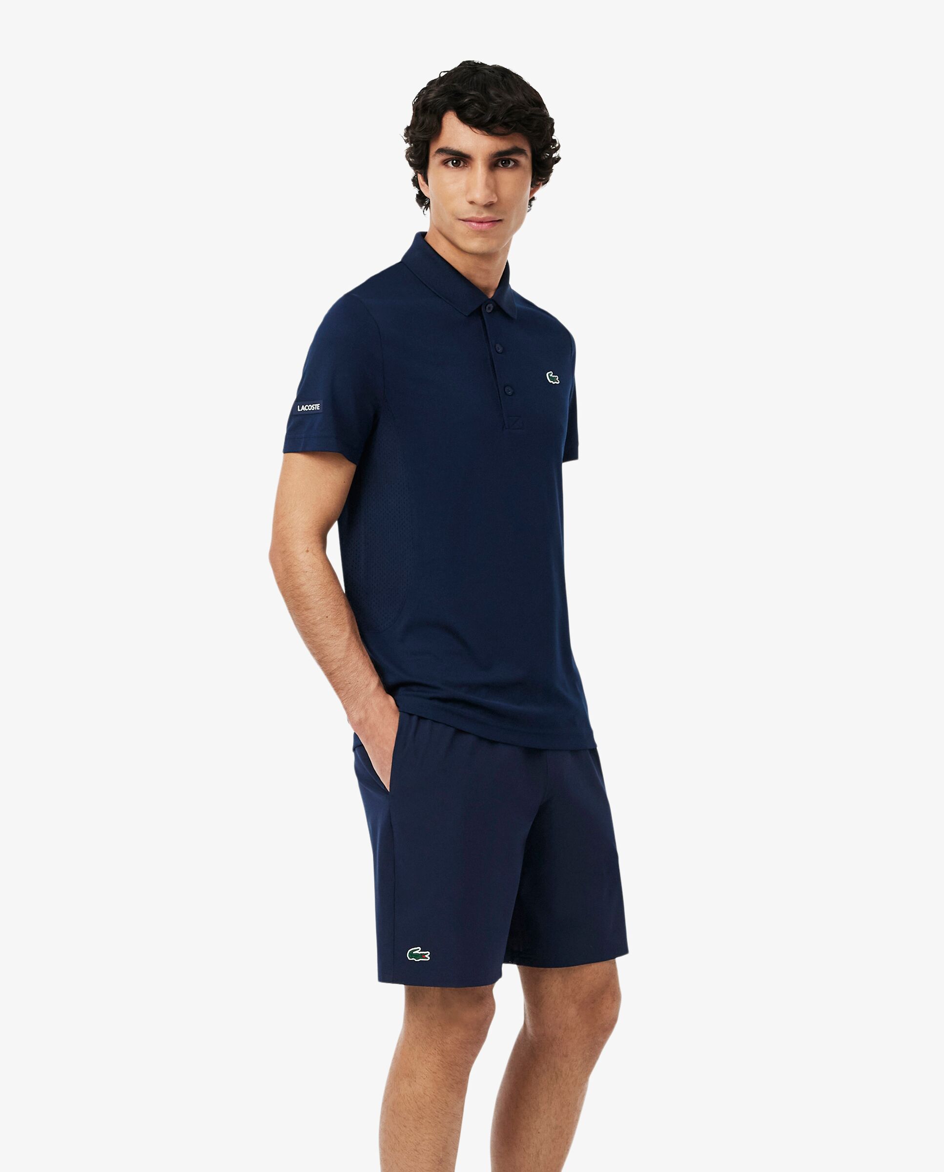 Polo de hombre tennis x novak djokovic de manga corta - Lacoste - Blanco Azul marino-4