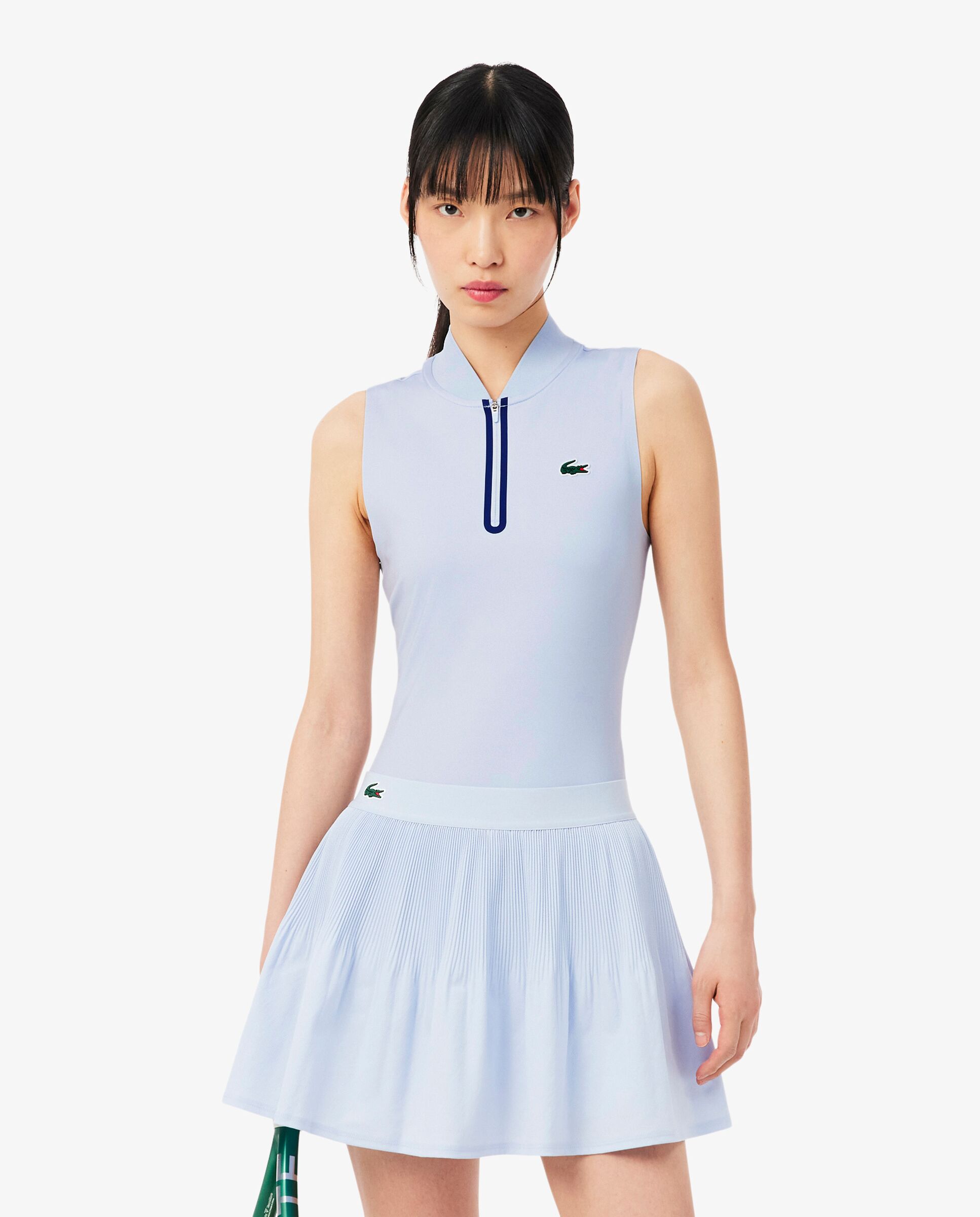 Polo de mujer de tenis elástico sin mangas ultra-dry en azul - Lacoste - Azul claro Azul claro-1
