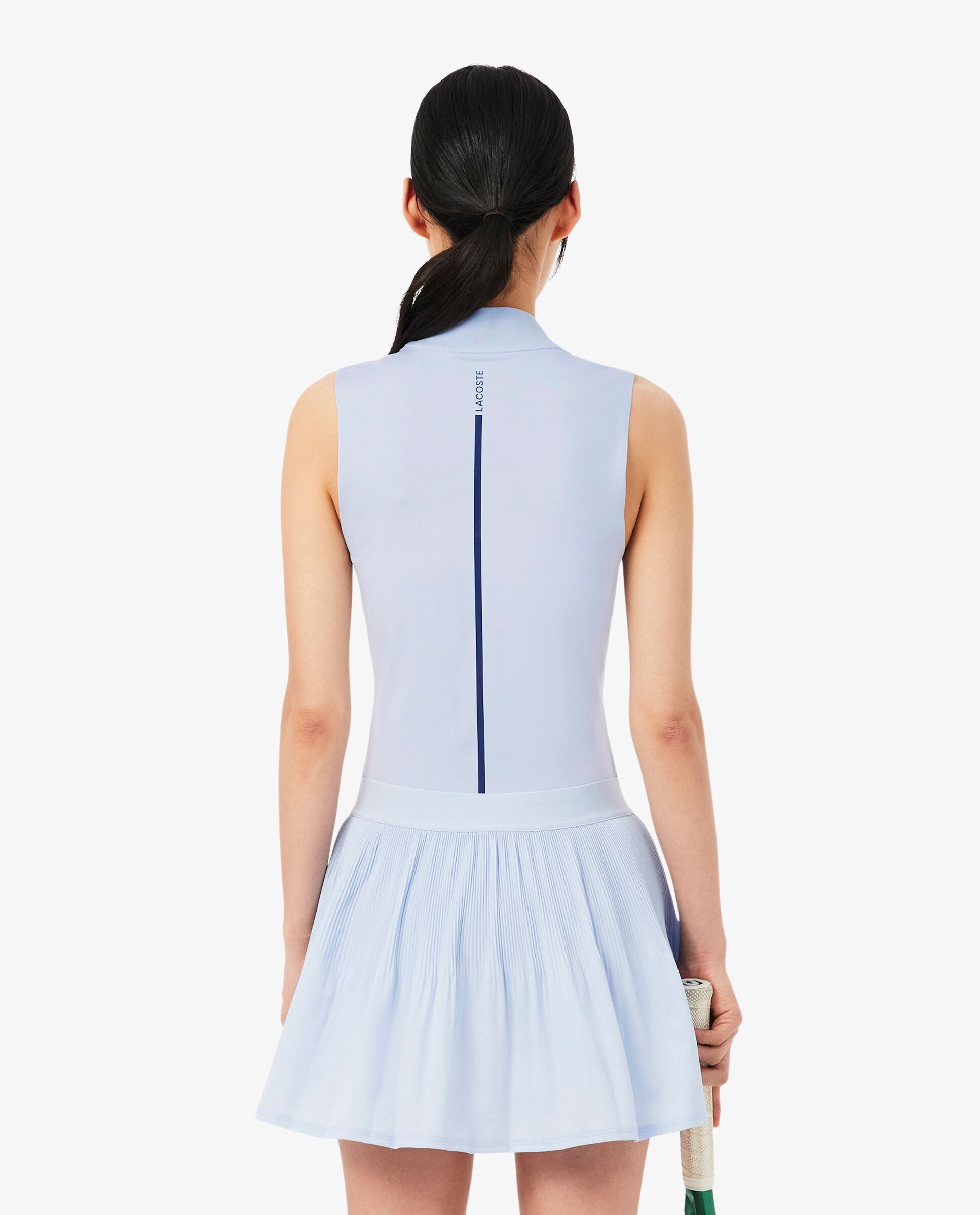 Polo de mujer de tenis elástico sin mangas ultra-dry en azul - Lacoste - Azul claro Azul claro-2