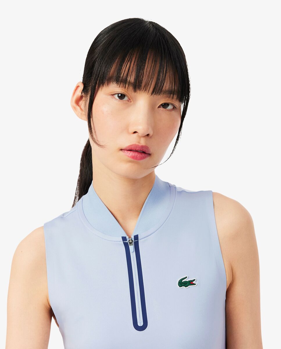 Polo de mujer de tenis elástico sin mangas ultra-dry en azul - Lacoste - Blanco Blanco-3
