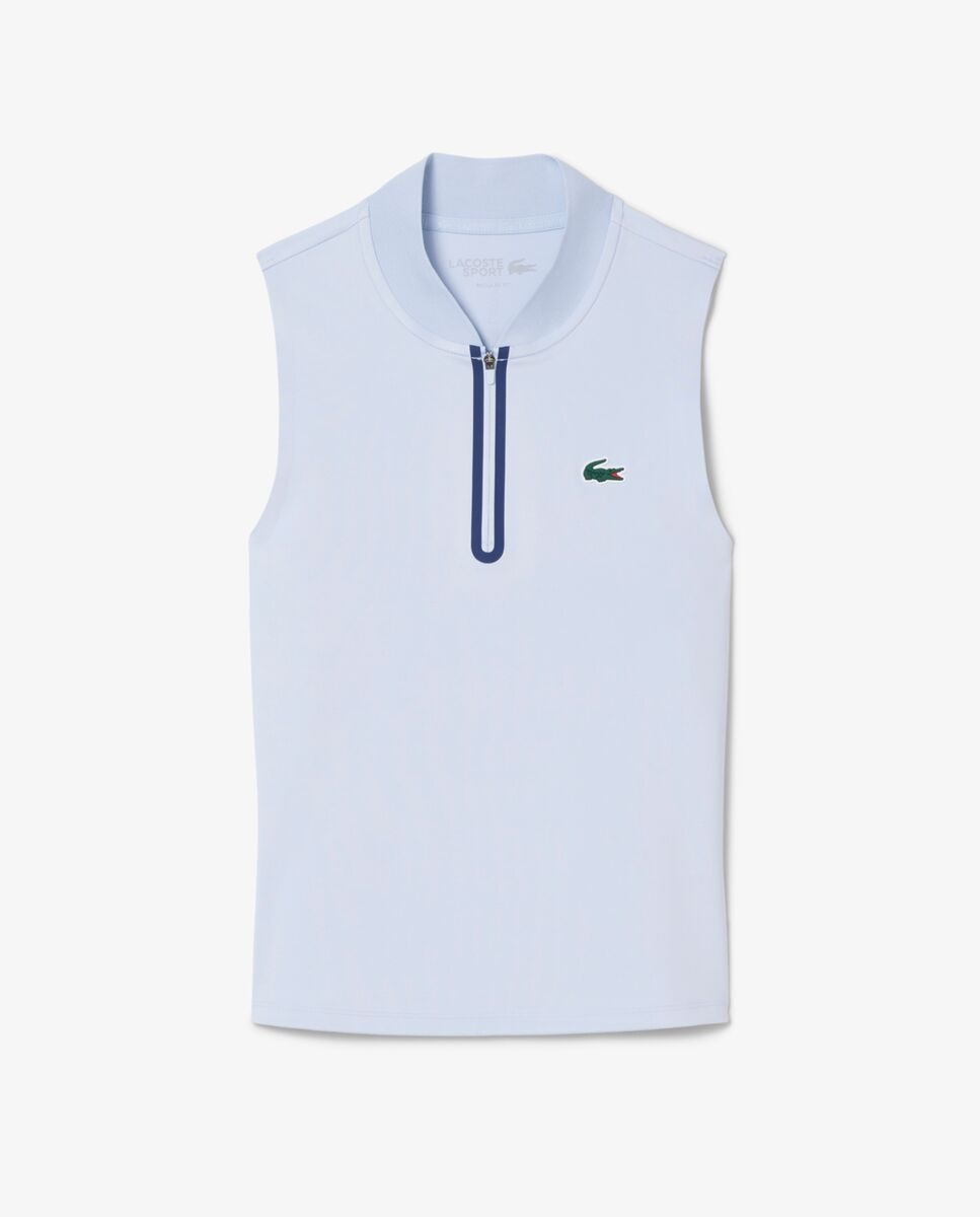 Polo de mujer de tenis elástico sin mangas ultra-dry en azul - Lacoste - Blanco Blanco-5