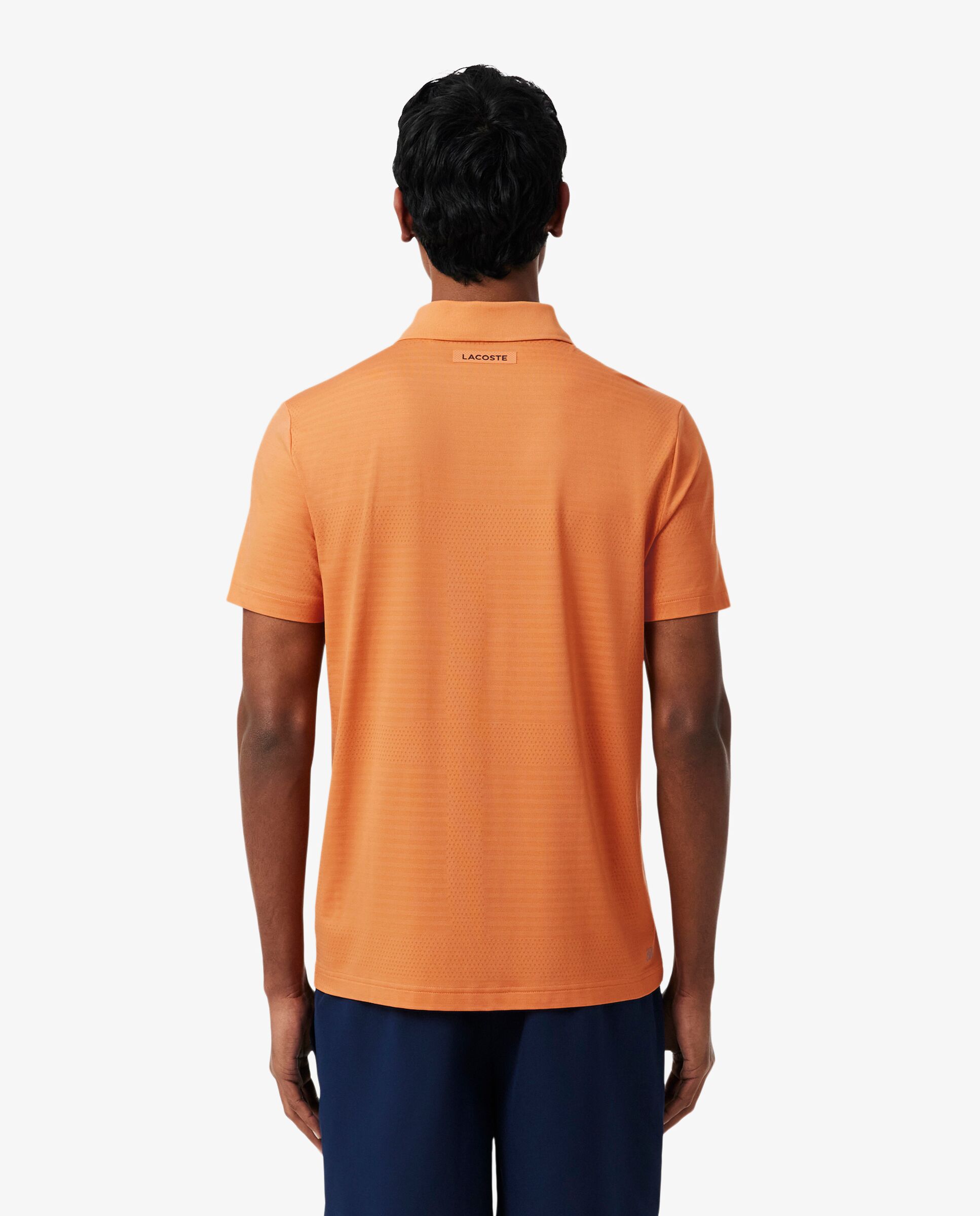 Polo de hombre de tenis de jacquard elástico Ultra-Dry en verde de manga corta - Naranja Naranja-2