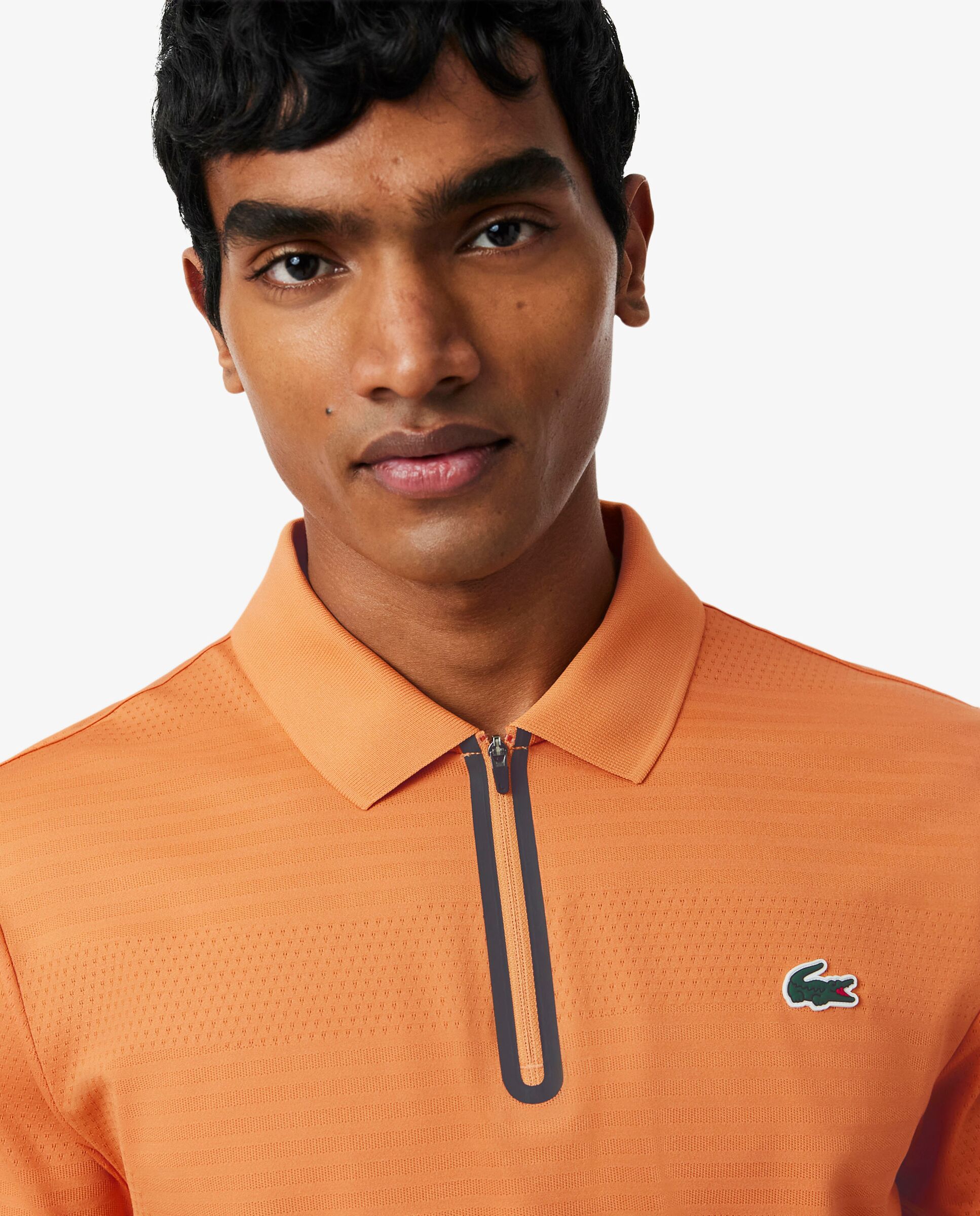 Polo de hombre de tenis de jacquard elástico Ultra-Dry en verde de manga corta - Naranja Naranja-3