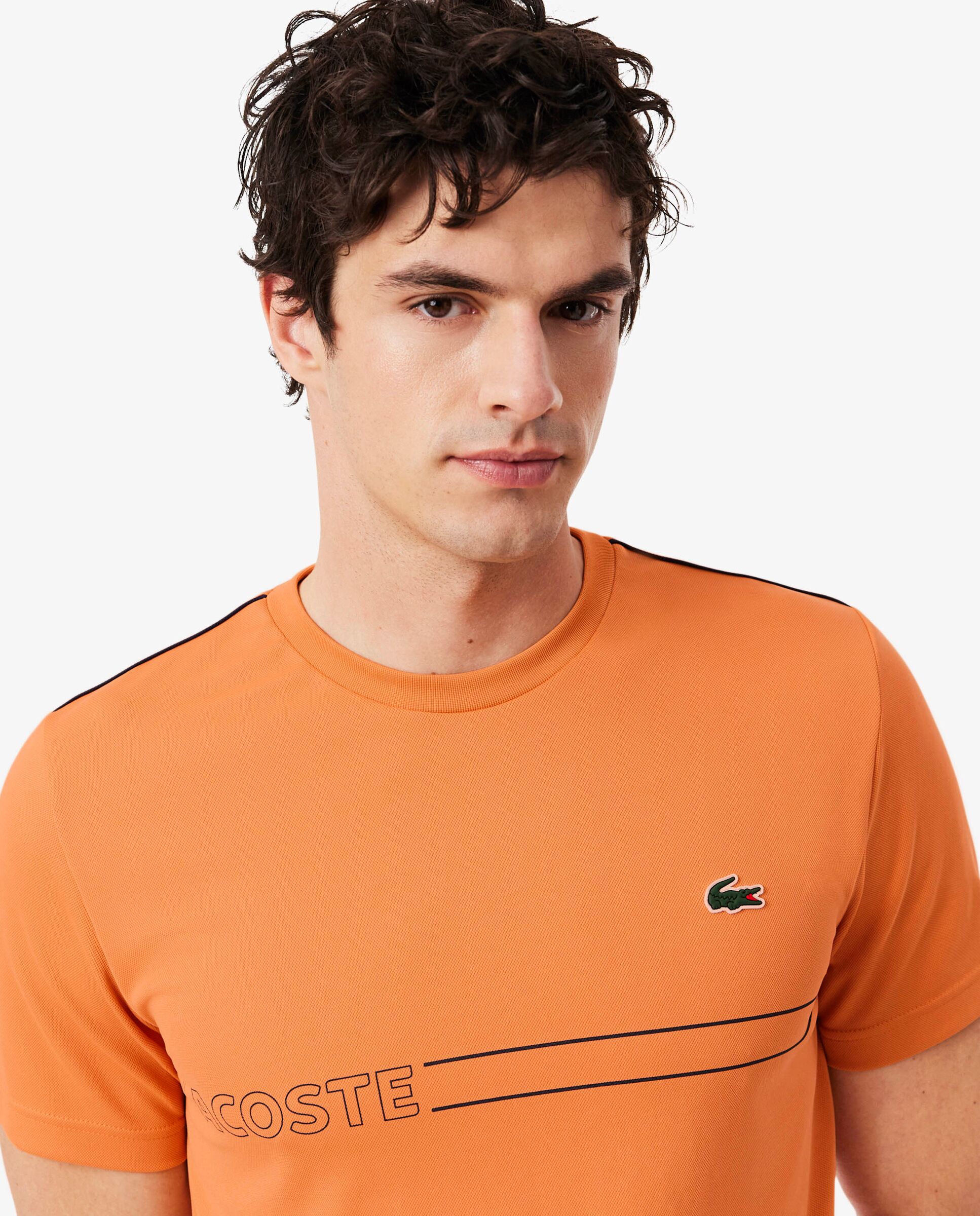Camiseta de hombre deportiva estampada ultra-dry en blanco de manga corta - Lacoste - Naranja Naranja-3