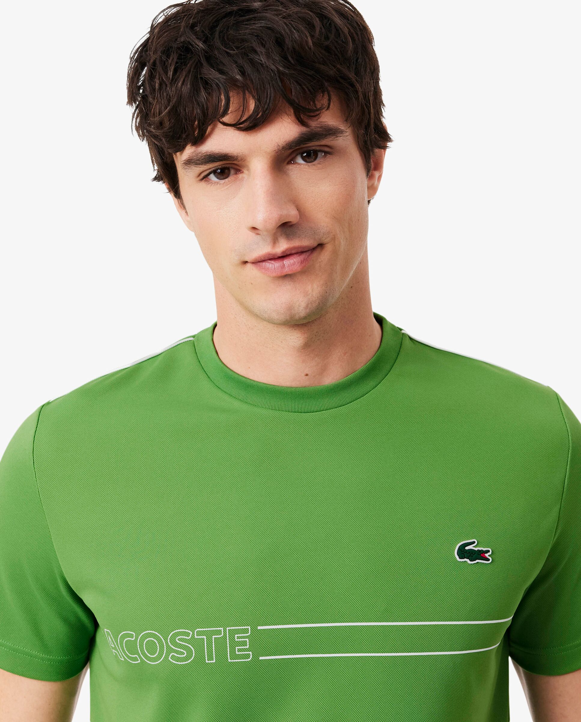 Camiseta de hombre deportiva estampada ultra-dry en blanco de manga corta - Lacoste - Verde Verde-3