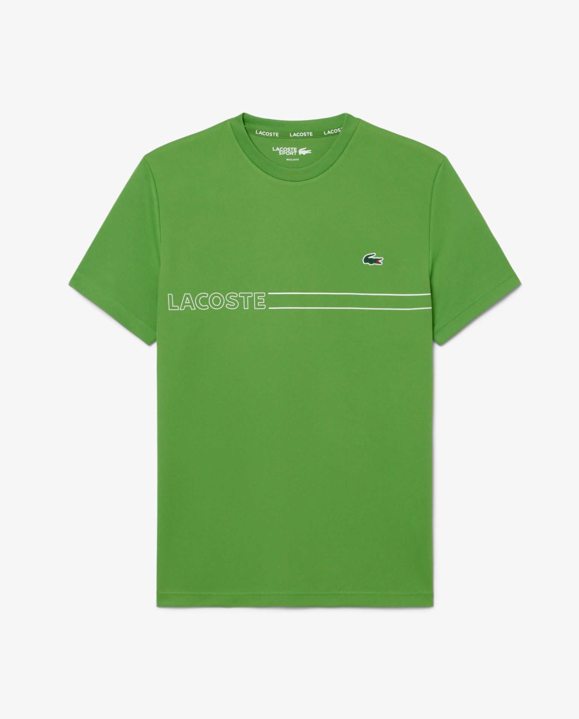 Camiseta de hombre deportiva estampada ultra-dry en blanco de manga corta - Lacoste - Verde Verde-6