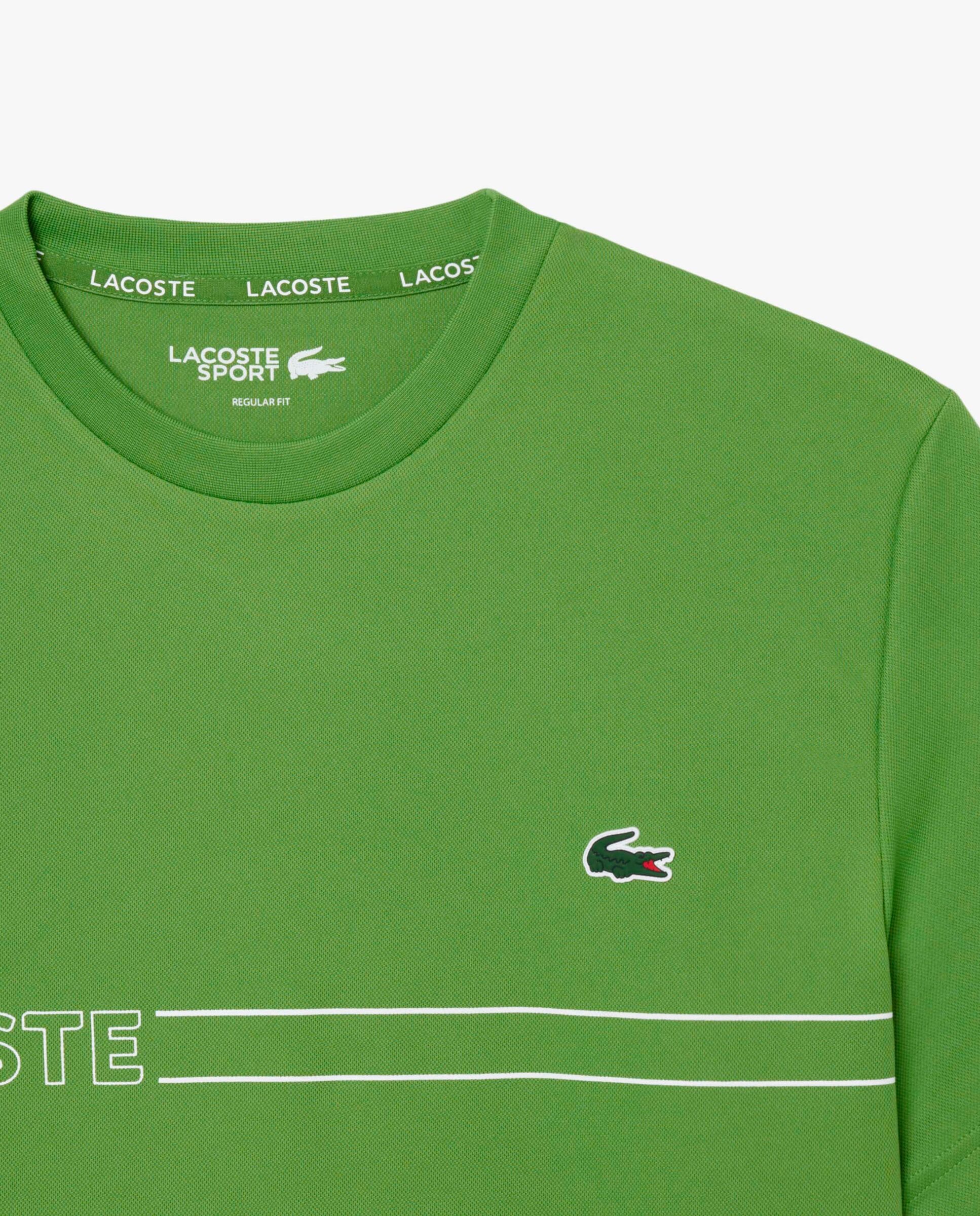 Camiseta de hombre deportiva estampada ultra-dry en blanco de manga corta - Lacoste - Verde Verde-5