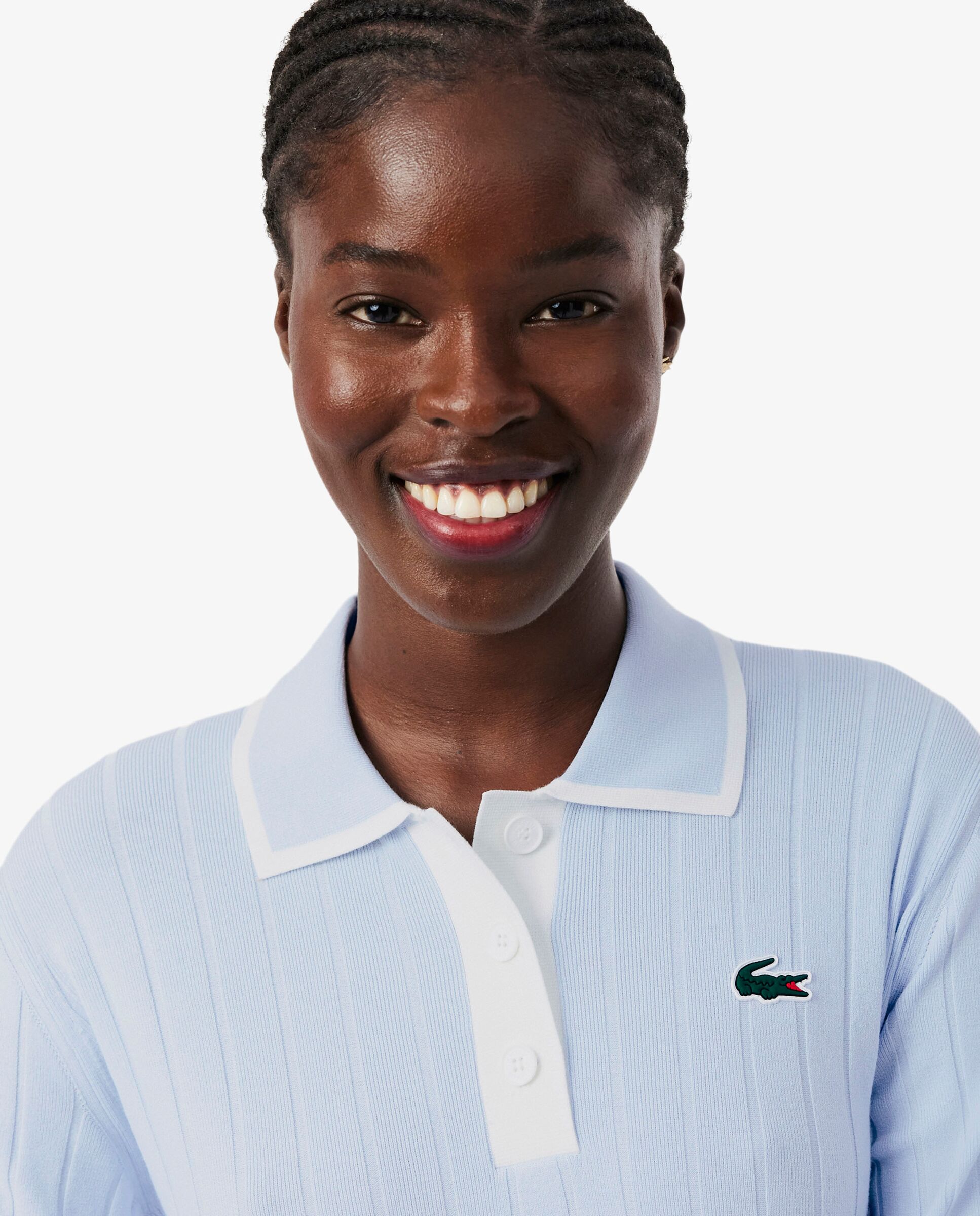 Jersey de golf elástico de mujer con cuello polo Lacoste - Azul claro Azul claro-3