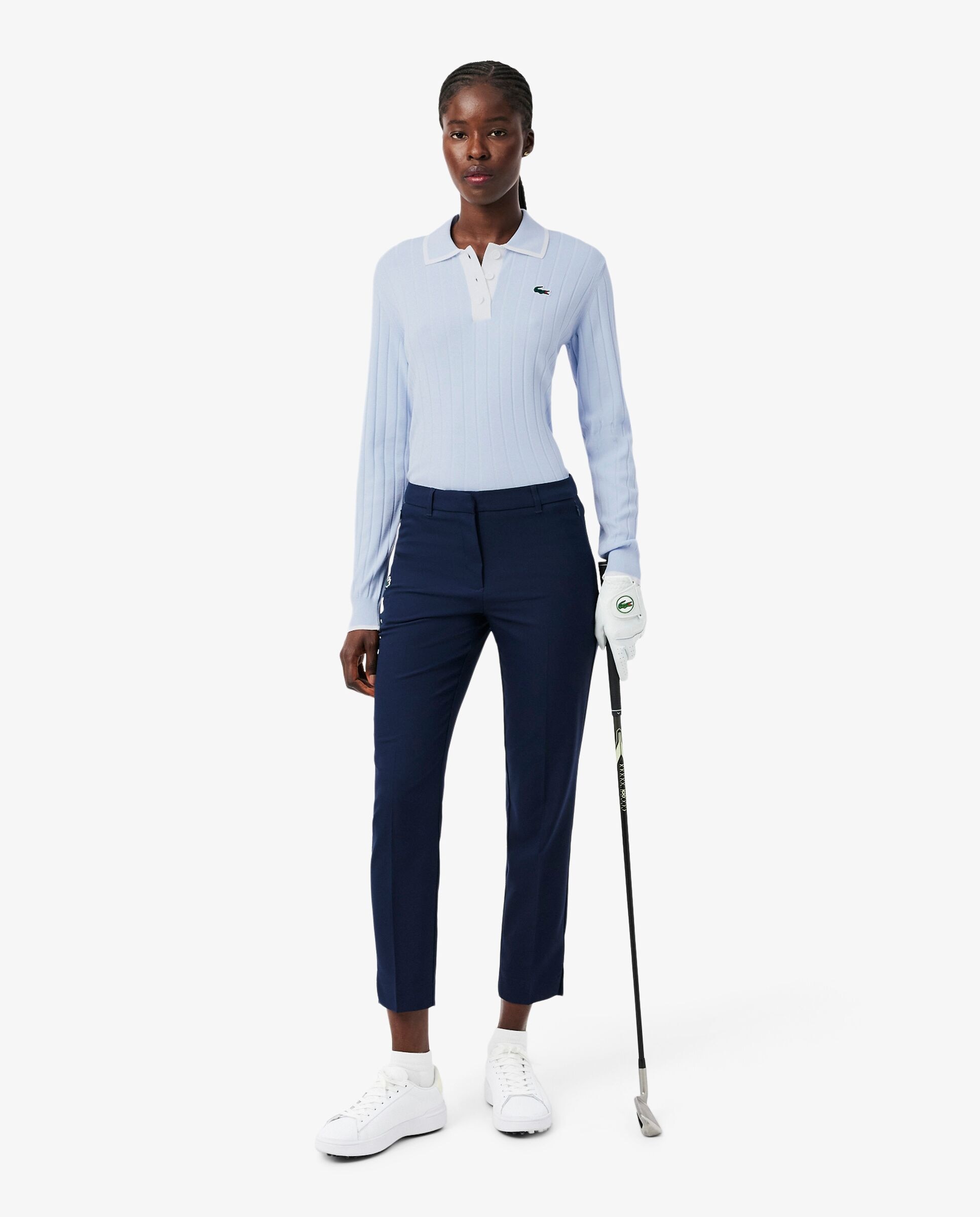 Jersey de golf elástico de mujer con cuello polo Lacoste - Azul claro Azul claro-4