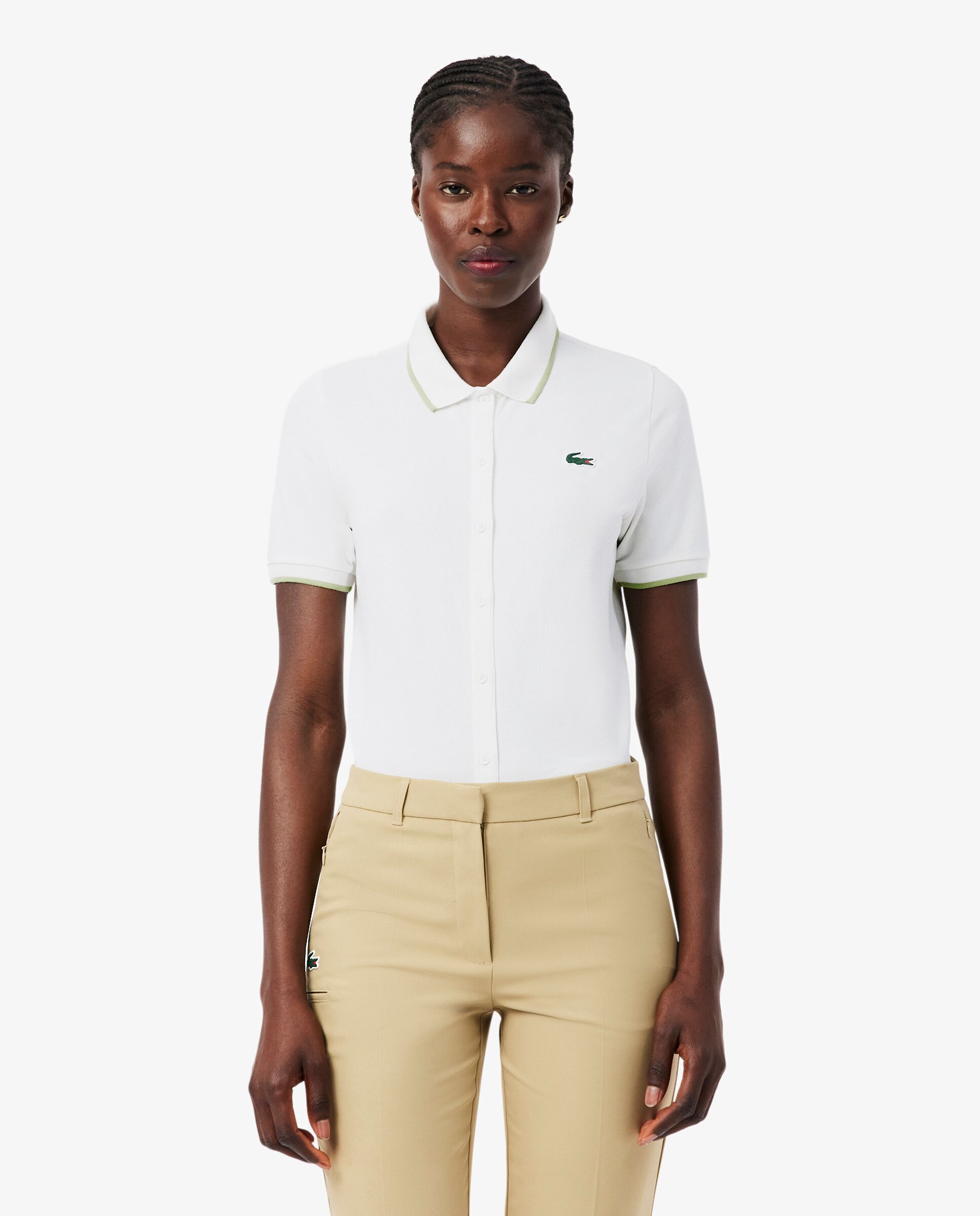 Polo de mujer de golf de petit piqué termorregulador en blanco de manga corta - Lacoste - Blanco Blanco-1