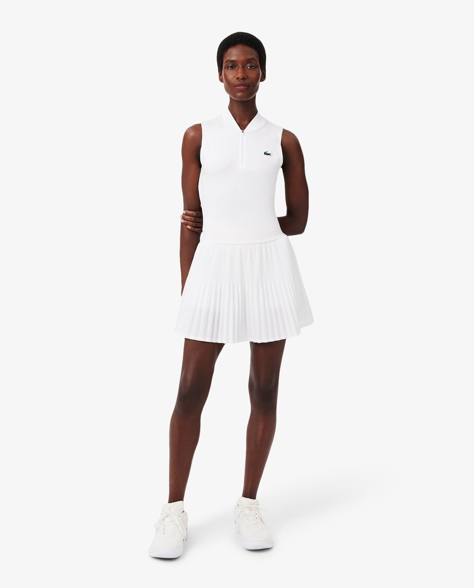 Vestido de tenis elástico ultra-dry con forro en blanco de manga corta - Lacoste - Blanco Blanco-1