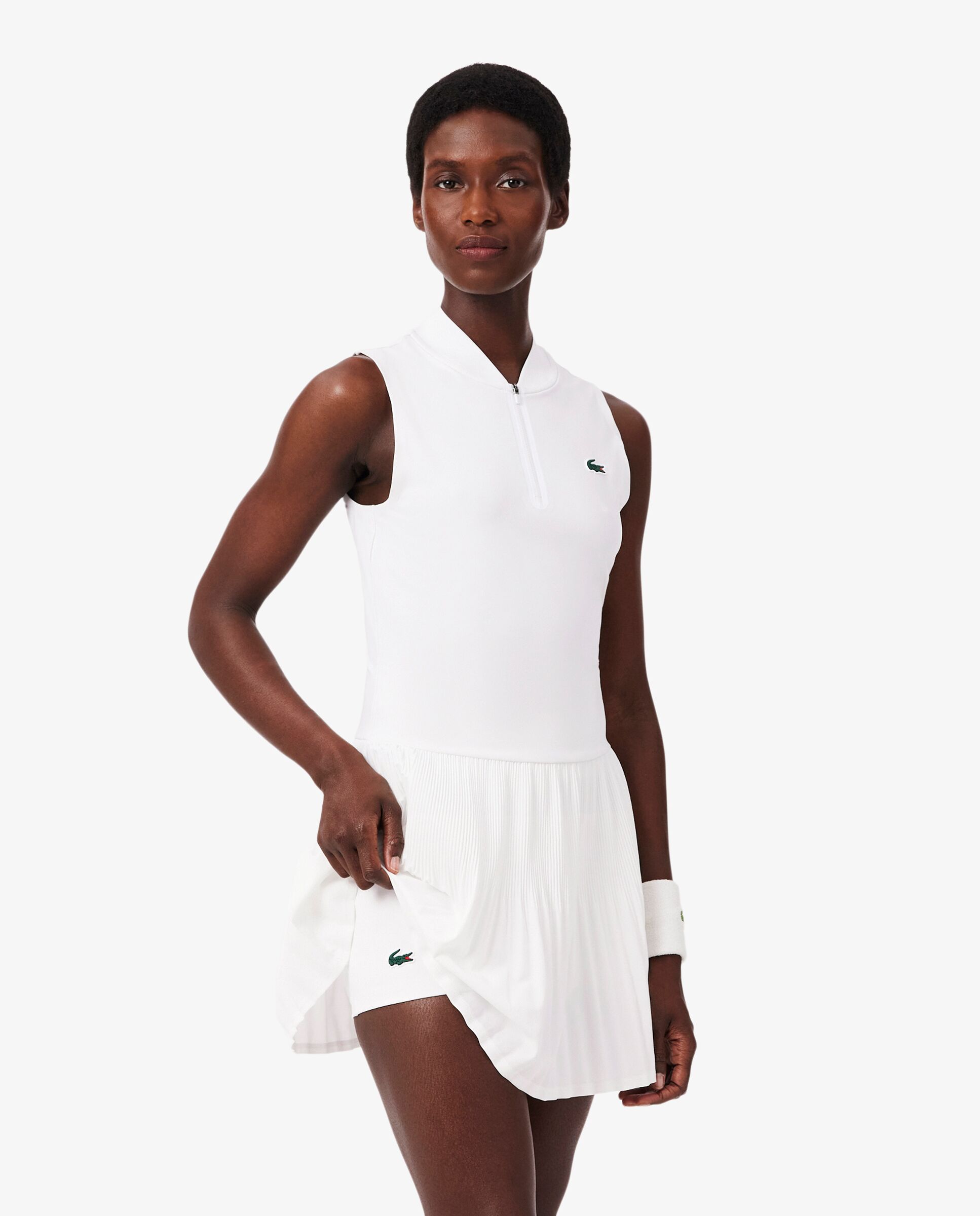 Vestido de tenis elástico ultra-dry con forro en blanco de manga corta - Lacoste - Blanco Blanco-3