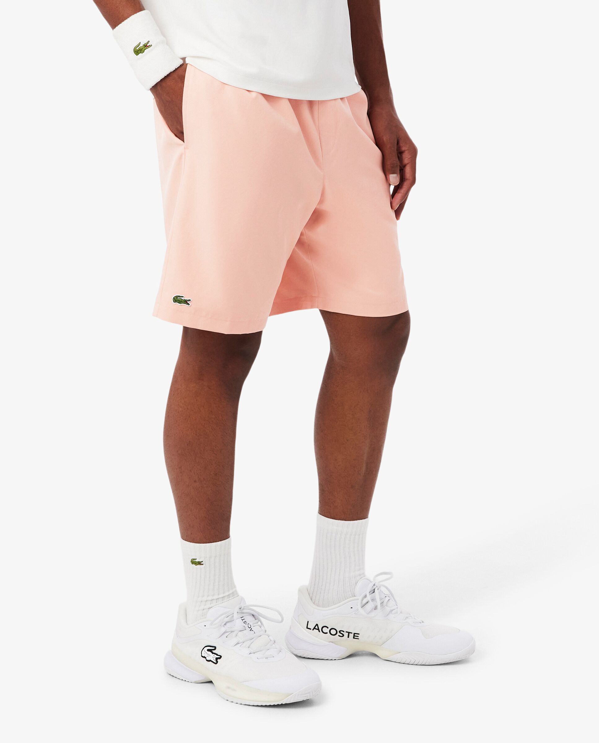 Pantalón de hombre corto de tenis de tafetán de rombos ligero - Lacoste - Rosa Rosa-3