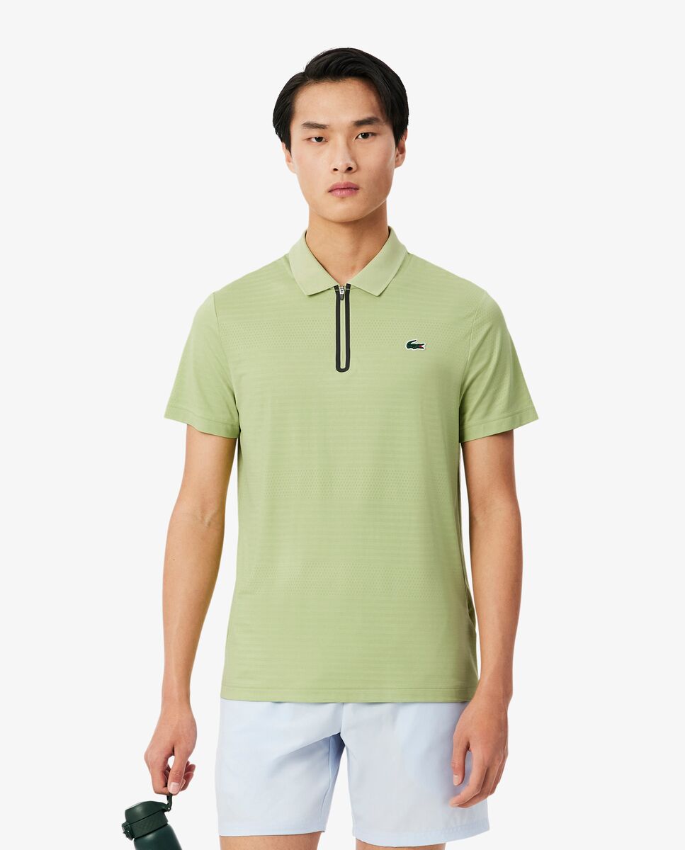 Polo de hombre de tenis de jacquard elástico Ultra-Dry en verde de manga corta - Verde claro Verde claro-1