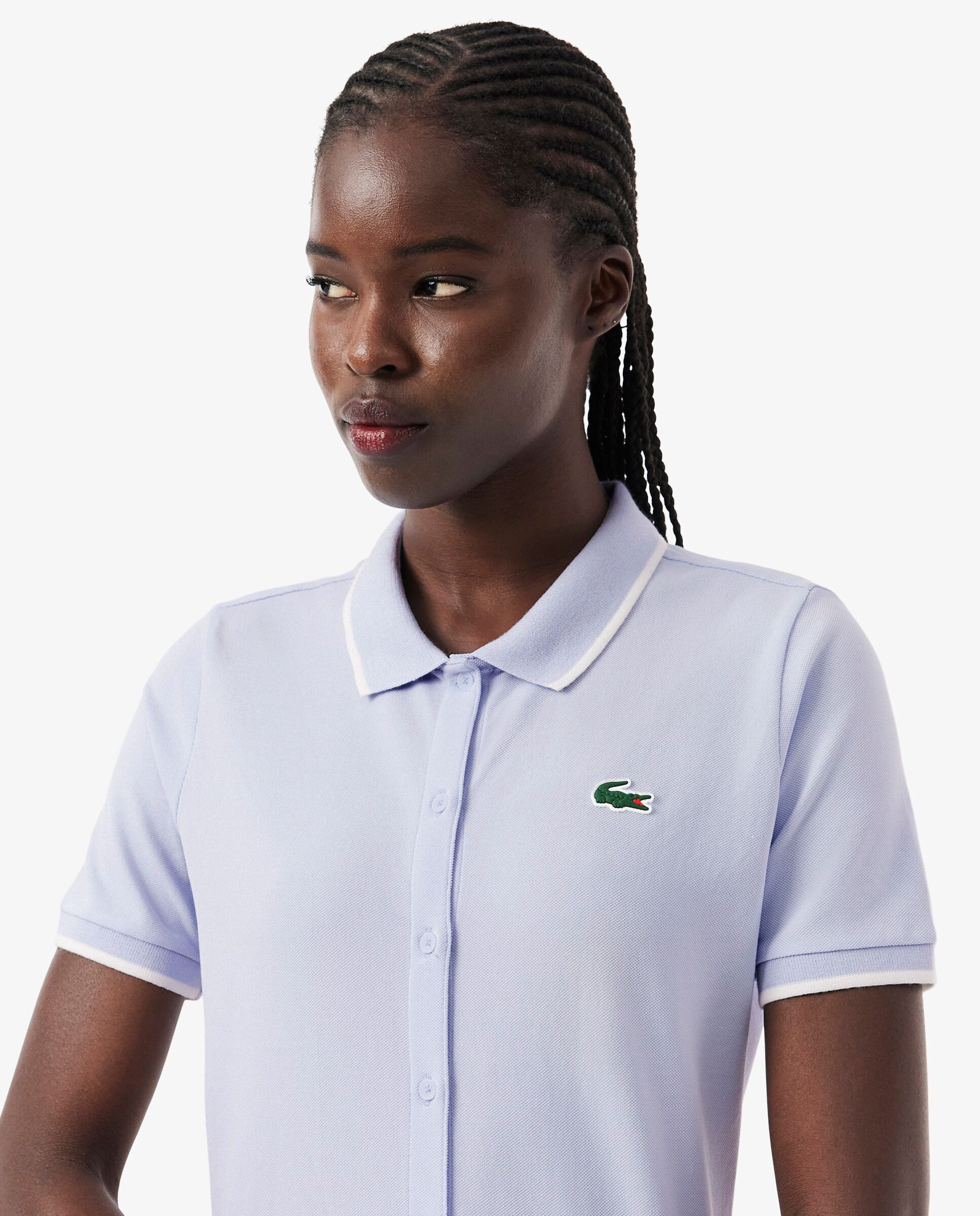 Polo de mujer de golf de petit piqué termorregulador en blanco de manga corta - Lacoste - Azul claro Azul claro-3