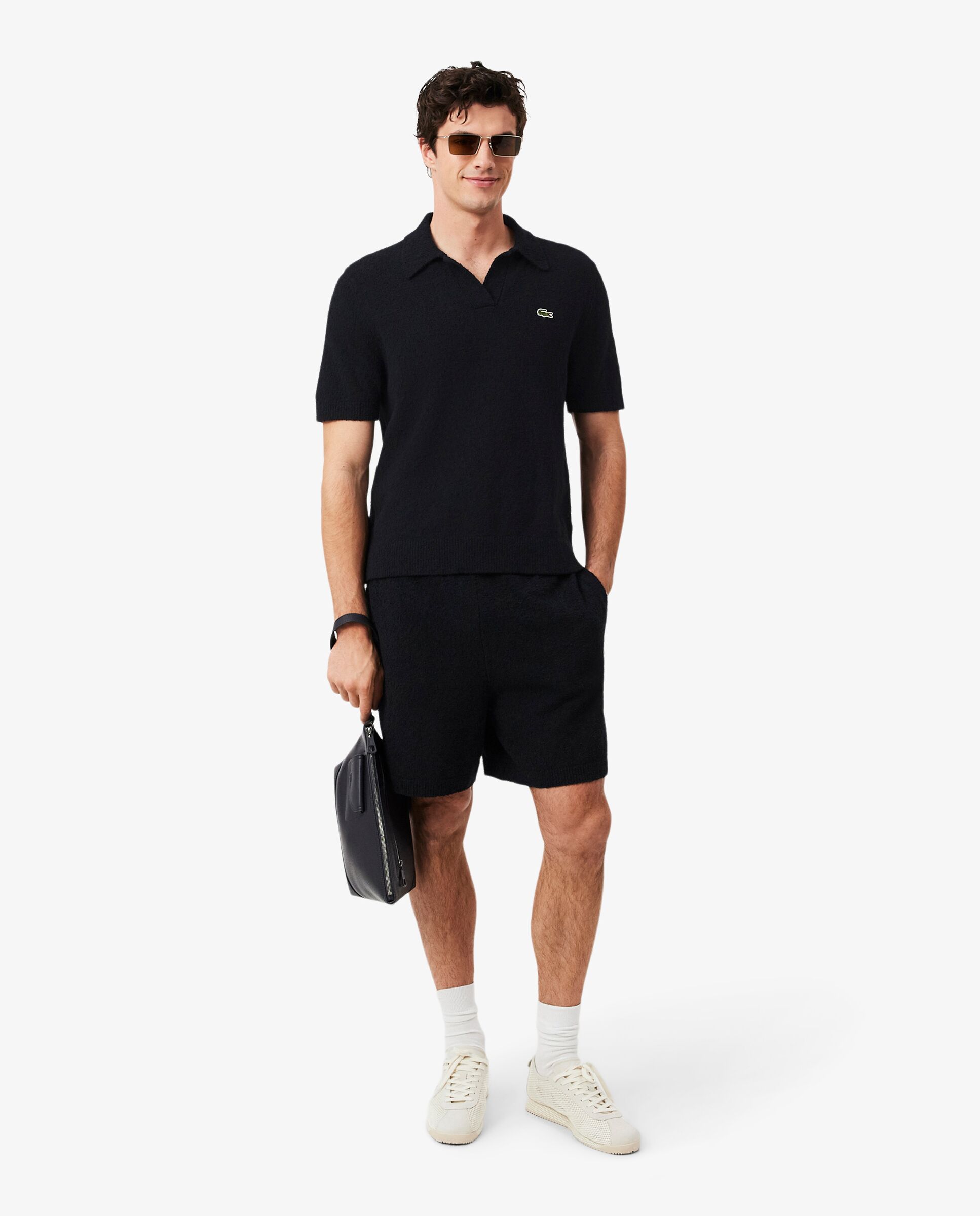 Imagen 4 de Polo de hombre de punto de rizo de corte clásico en negro de manga corta - Lacoste - Negro Negro