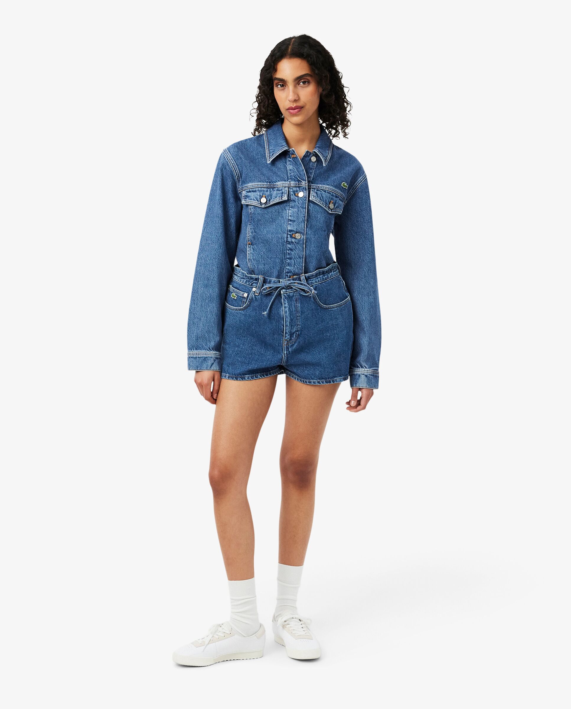 Pantalón de mujer corto vaquero de algodón - Lacoste - Azul claro Azul claro-1