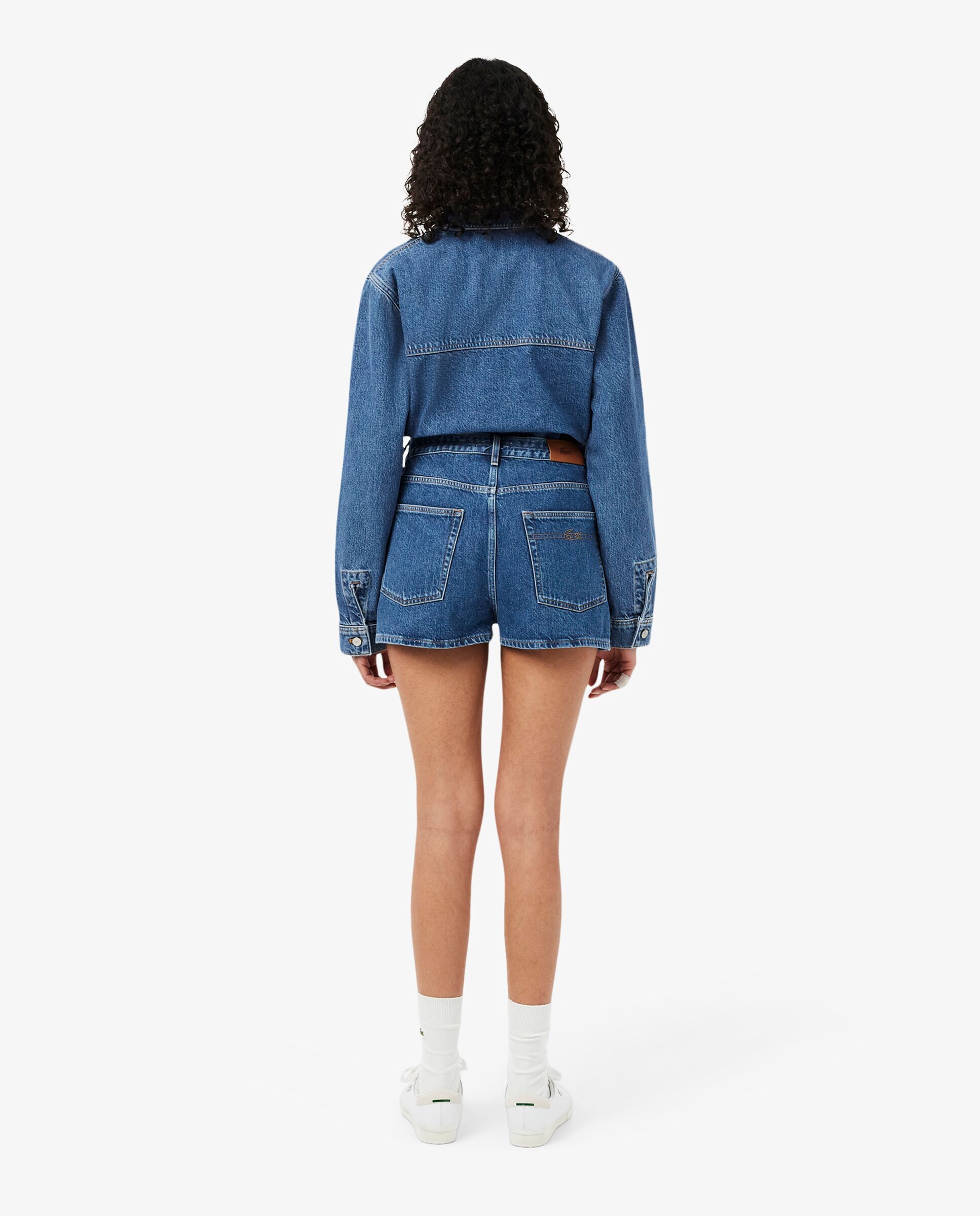 Pantalón de mujer corto vaquero de algodón - Lacoste - Azul claro Azul claro-2