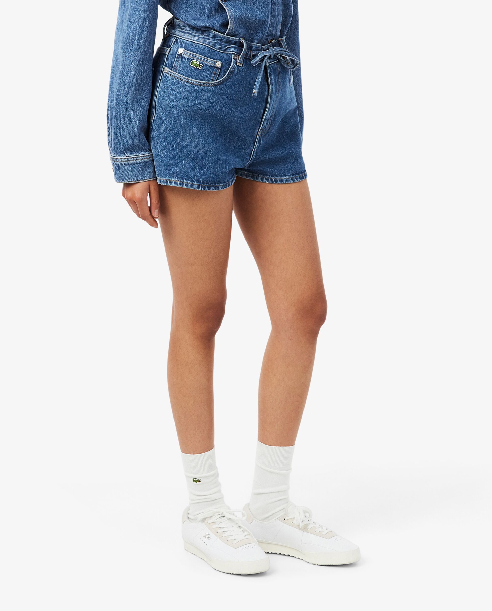 Pantalón de mujer corto vaquero de algodón - Lacoste - Azul claro Azul claro-3