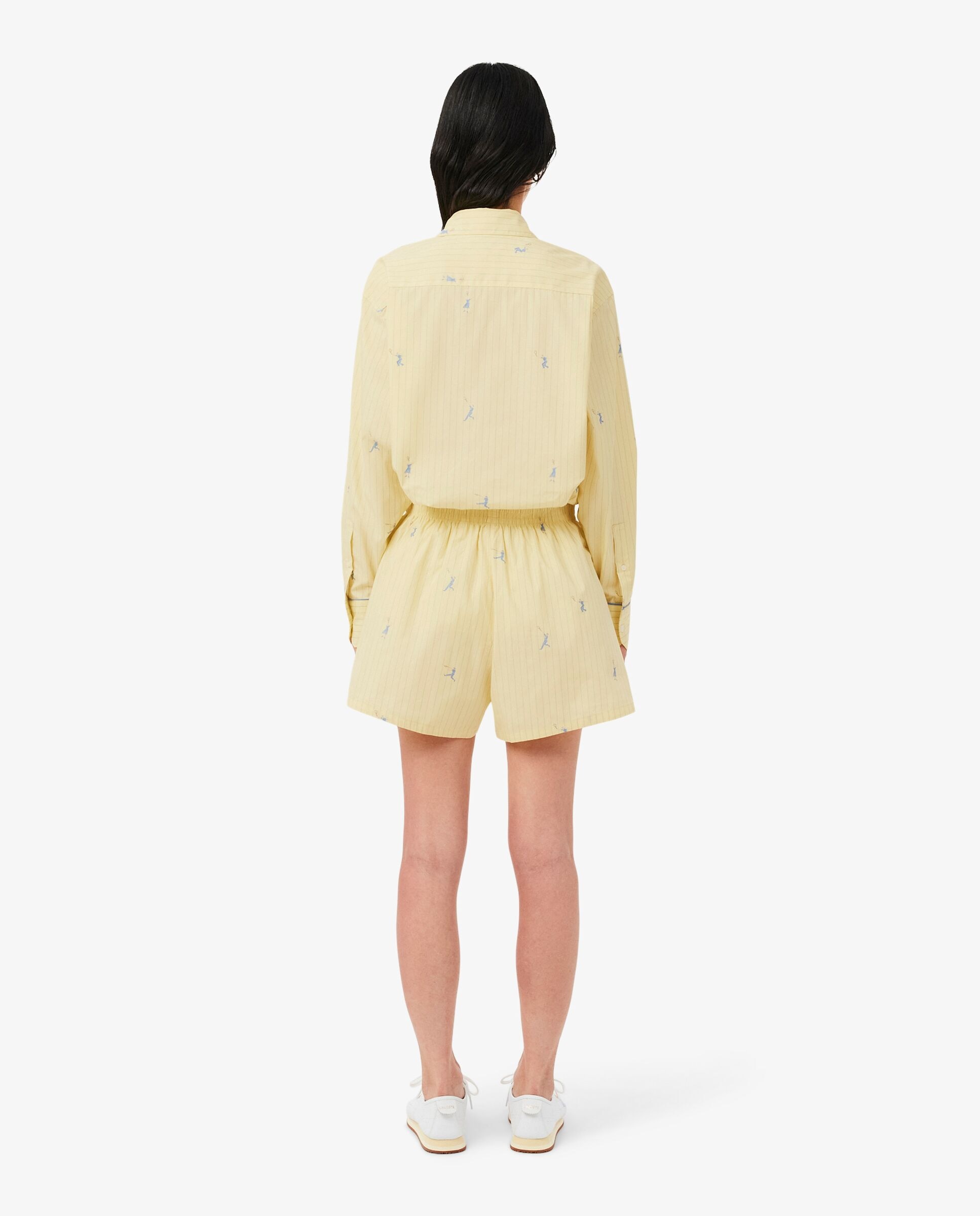 Pantalón de mujer corto tipo bóxer de mujer de jacquard de popelín de algodón en - Lacoste - Amarillo Amarillo-2