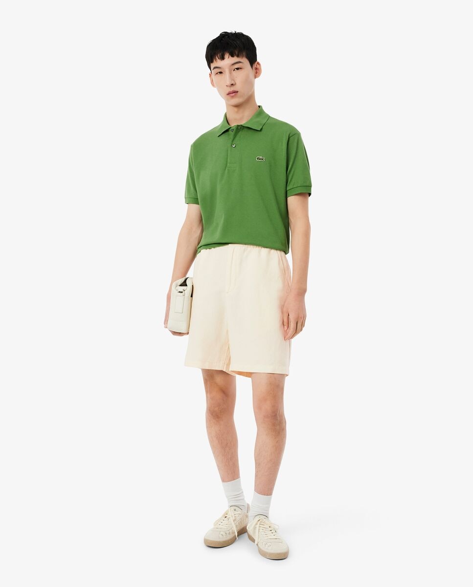Lacoste - Pantalón de hombre corto de sarga con mezcla de lino de corte regular.