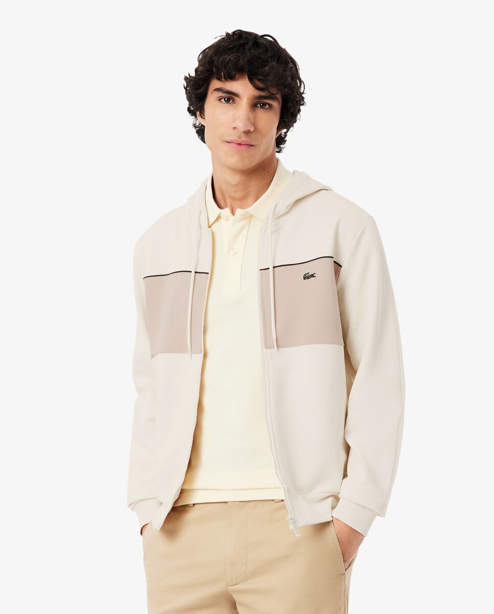 Lacoste - Sudadera de hombre con capucha y cremallera con bloques de color.
