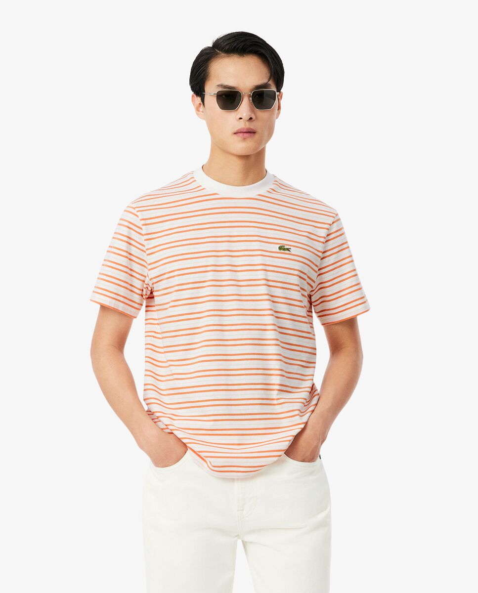 Lacoste - Camiseta de hombre de algodón grueso de rayas.