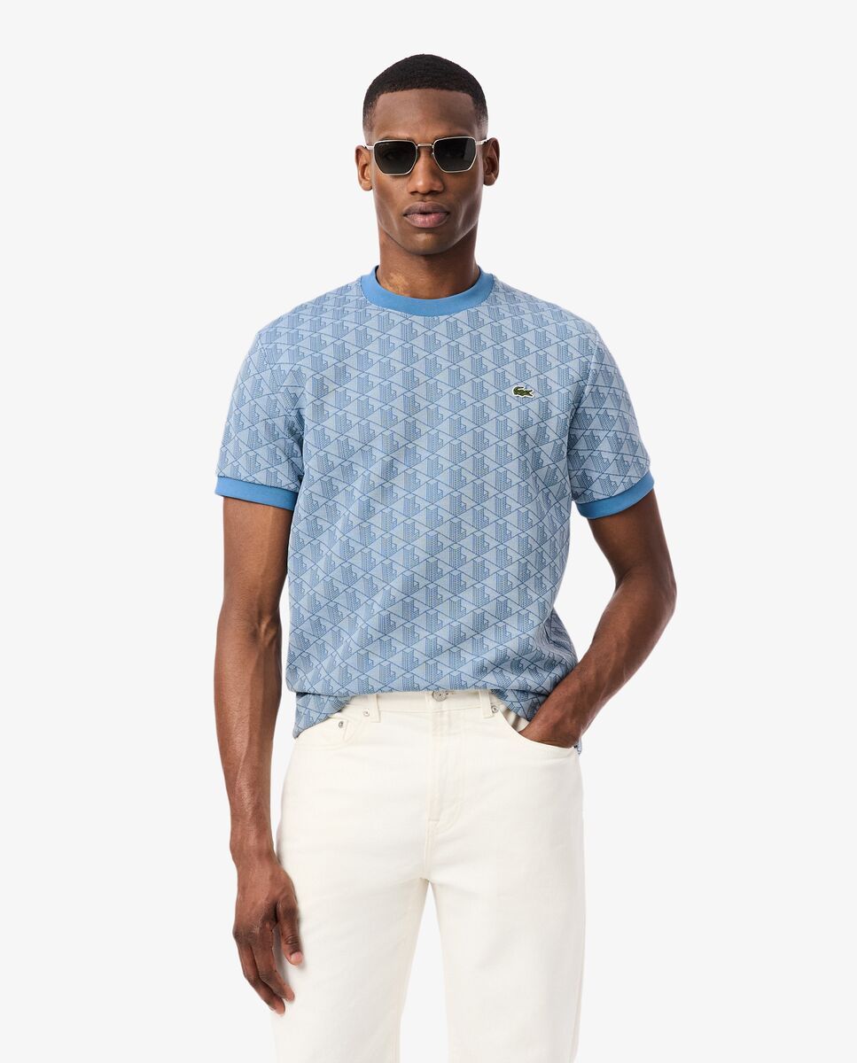 Lacoste - Camiseta de hombre de jacquard con monograma de manga corta.