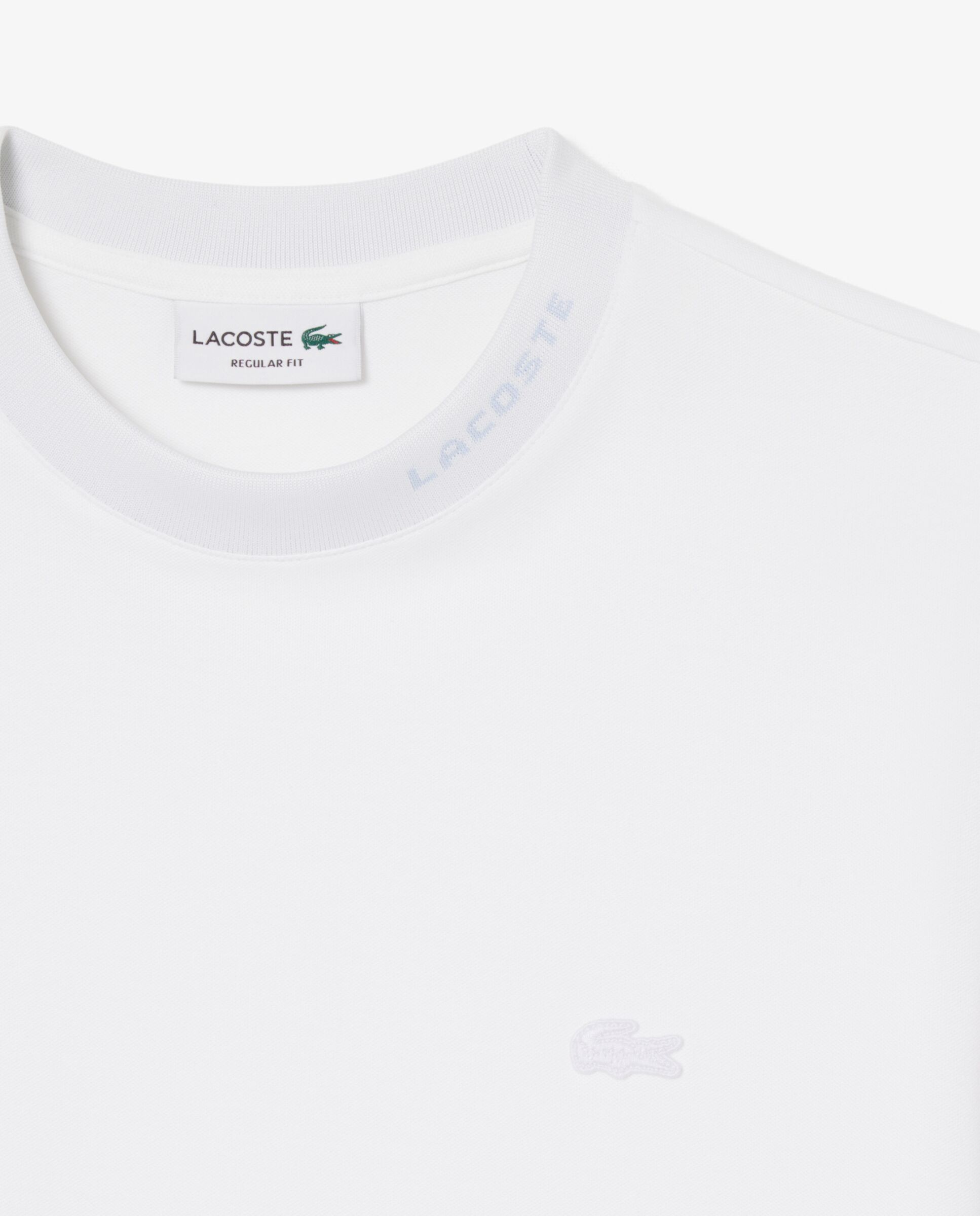 Camiseta de hombre de piqué con detalles de marca de jacquard de manga corta - Lacoste - Blanco Blanco-5