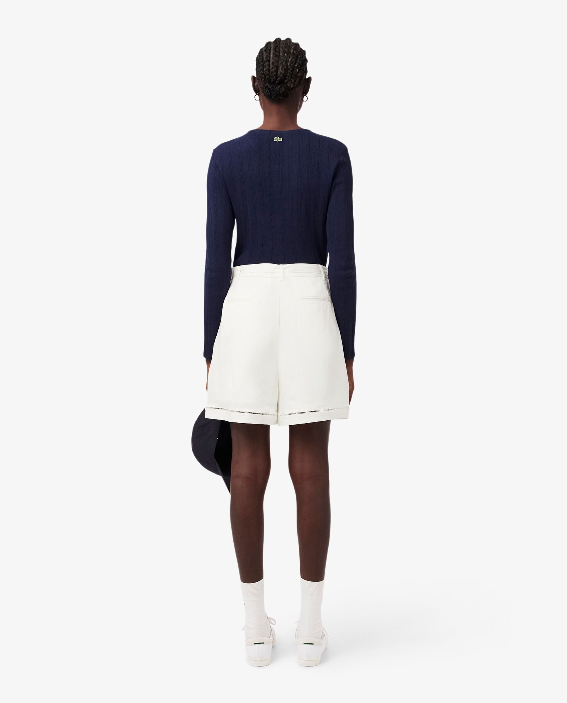 Bermudas de mujer oversized de mezcla de lino vaporoso en - Lacoste - Blanco Blanco-2