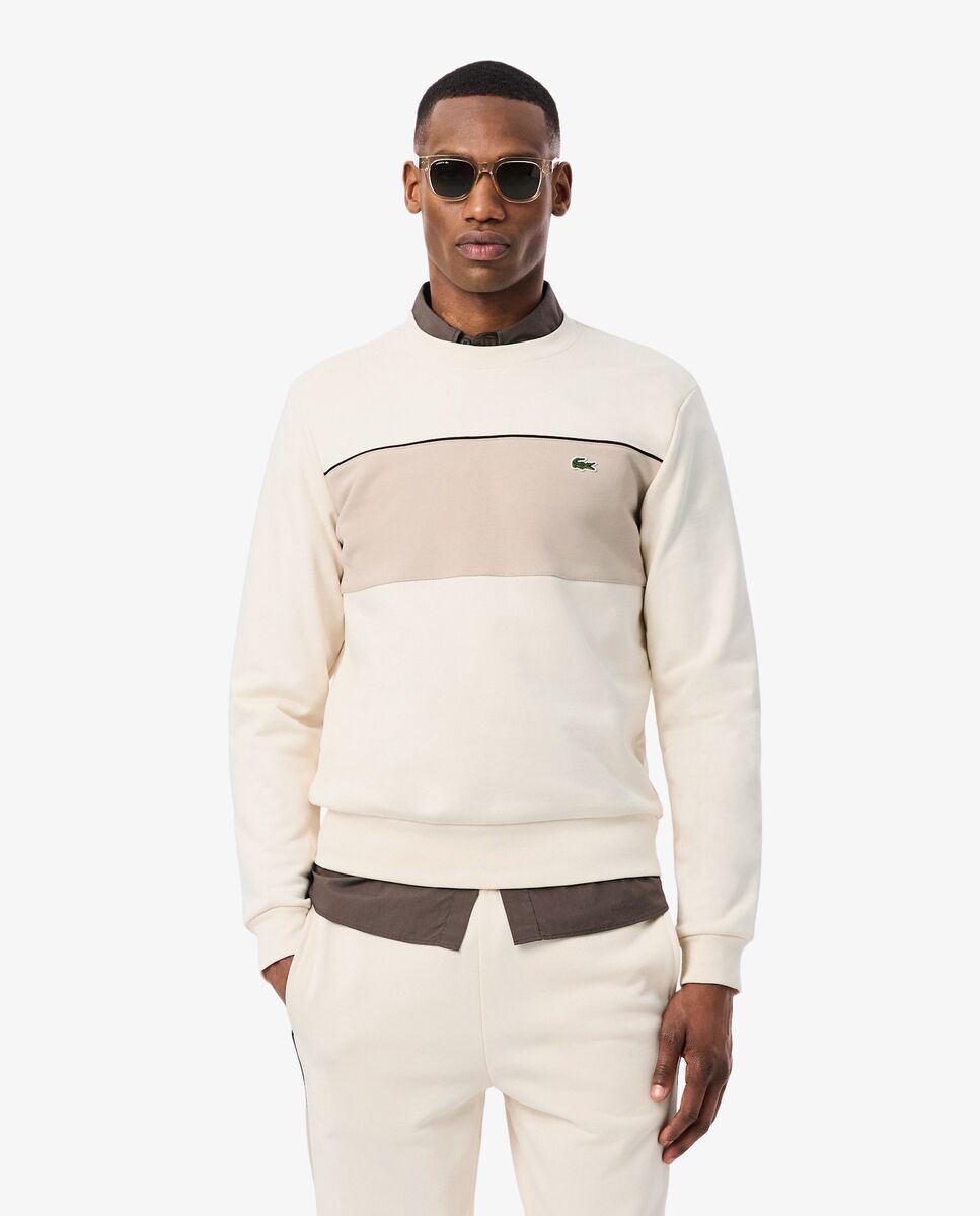 Sudadera de hombre de felpa con bloques de color - Lacoste - Beige Beige-1