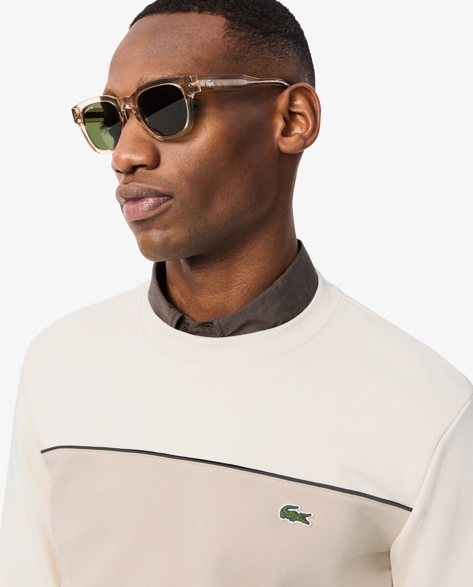 Sudadera de hombre de felpa con bloques de color - Lacoste - Beige Beige-3