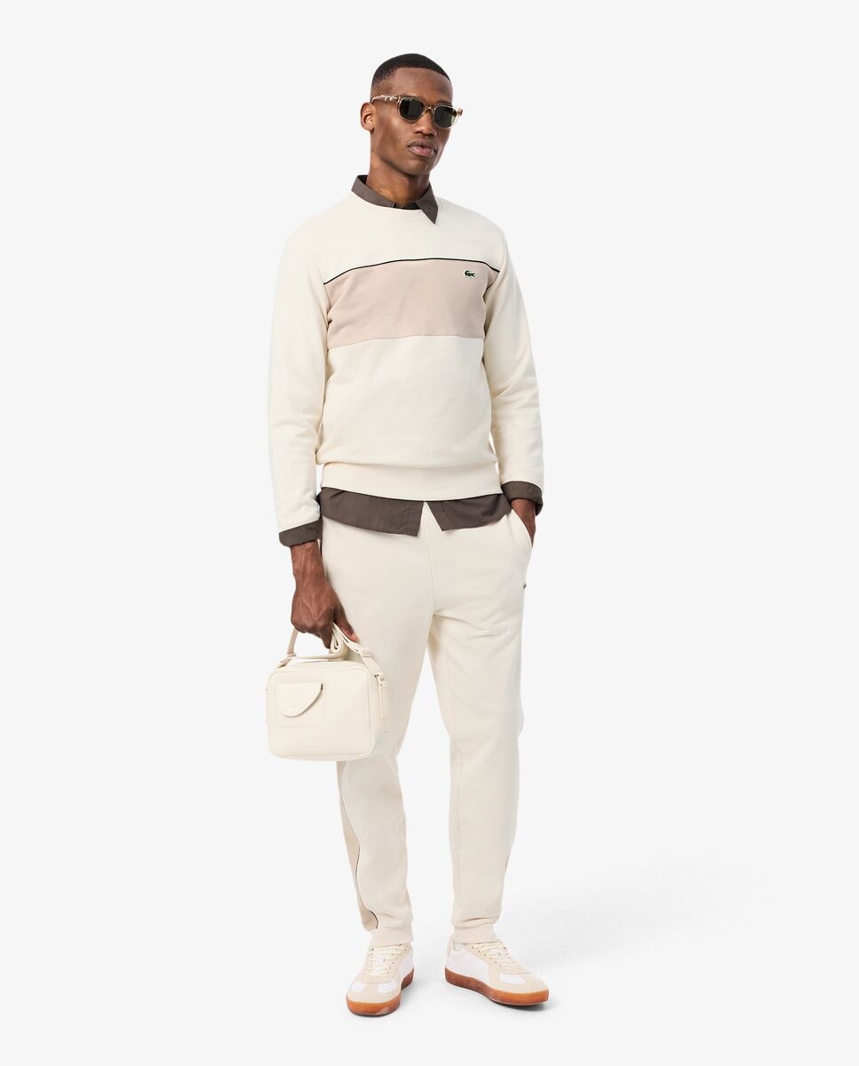 Sudadera de hombre de felpa con bloques de color - Lacoste - Beige Beige-4