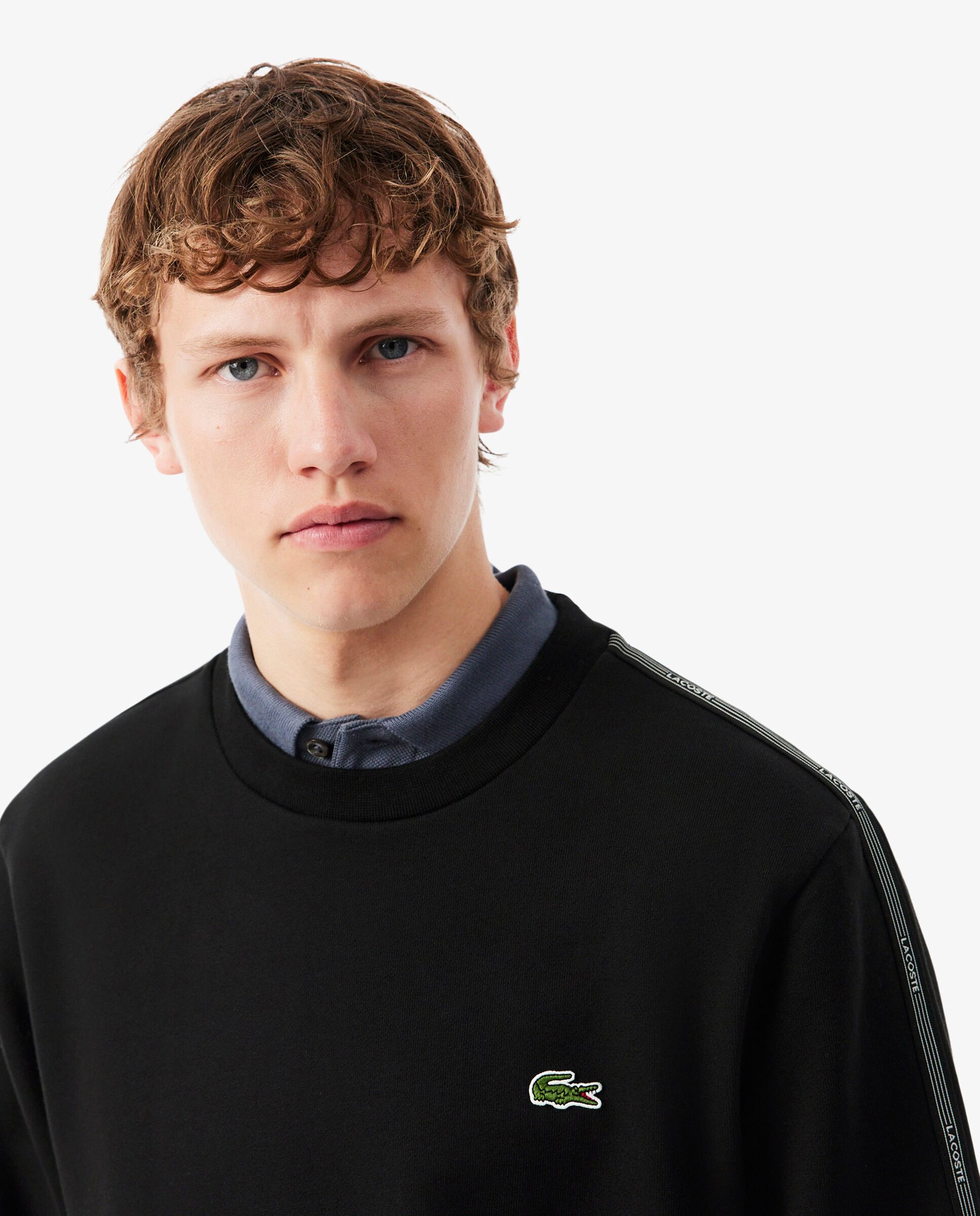 Sudadera de hombre de felpa con franja de rayas - Lacoste - Negro Negro-3