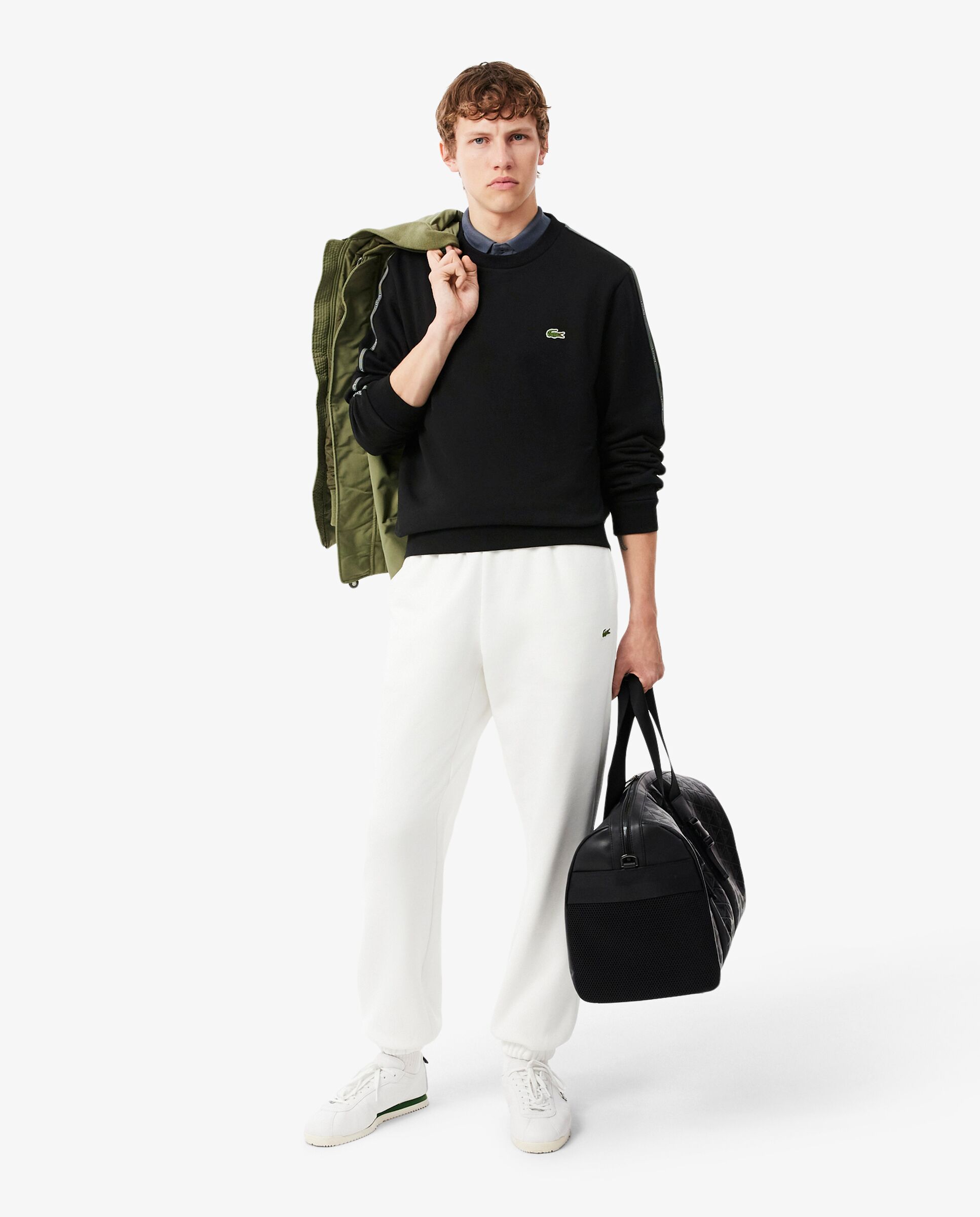 Sudadera de hombre de felpa con franja de rayas - Lacoste - Negro Negro-4