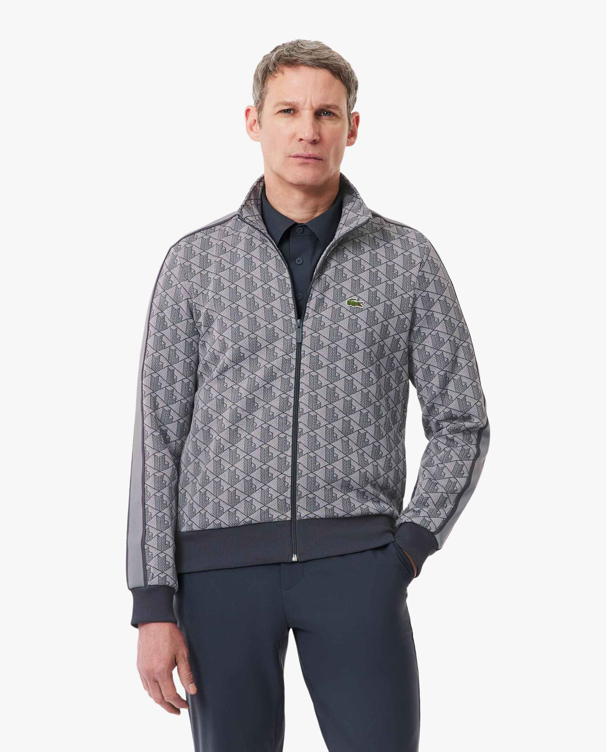 Lacoste - Sudadera de hombre paris con monograma de jacquard y cremallera.