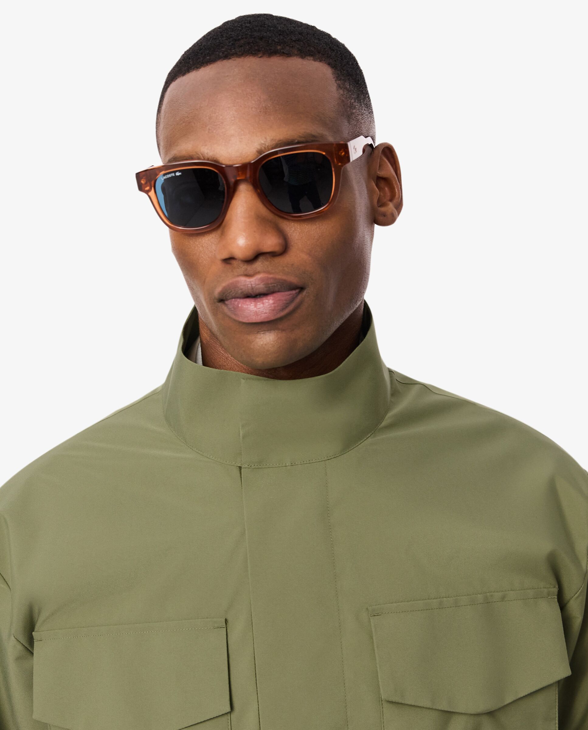 Chaqueta de hombre cortavientos de hombre hidrófuga de largo medio en verde - Lacoste - Verde militar Verde militar-3