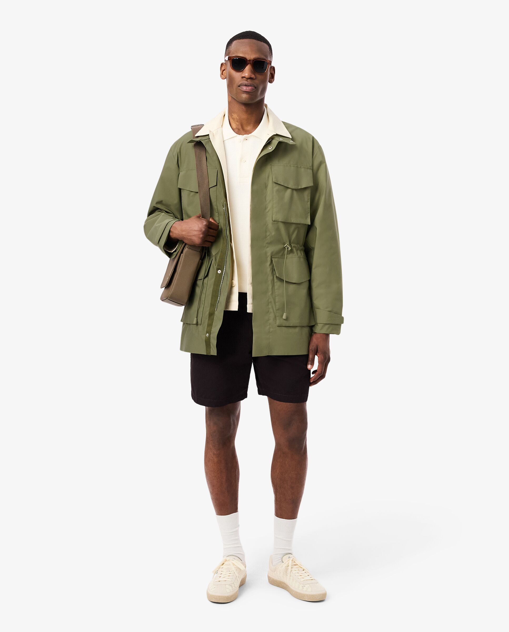 Chaqueta de hombre cortavientos de hombre hidrófuga de largo medio en verde - Lacoste - Verde militar Verde militar-4