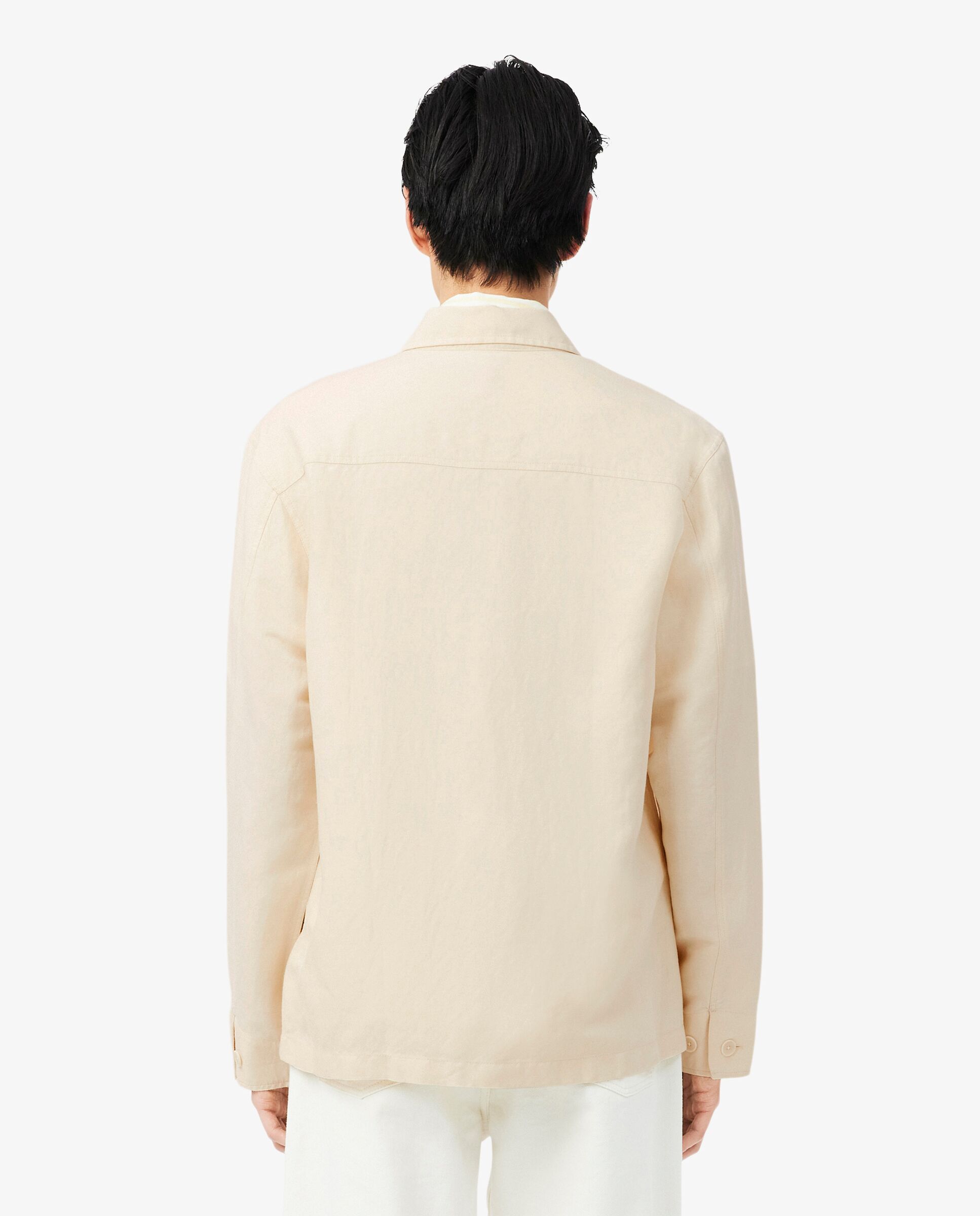 Sobrecamisa de hombre de mezcla de lino en marrón de manga larga - Lacoste - Beige Beige-2