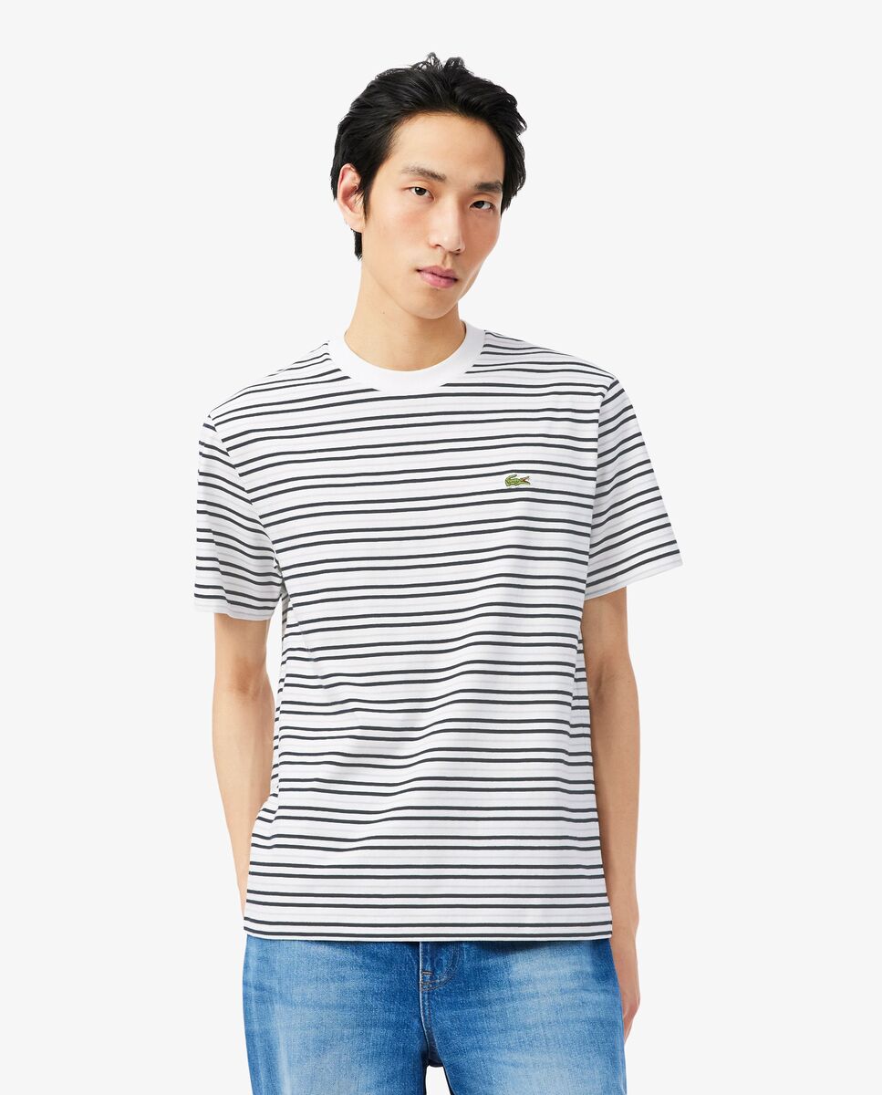 Camiseta de hombre de algodón grueso de rayas - Lacoste - Negro Negro-1