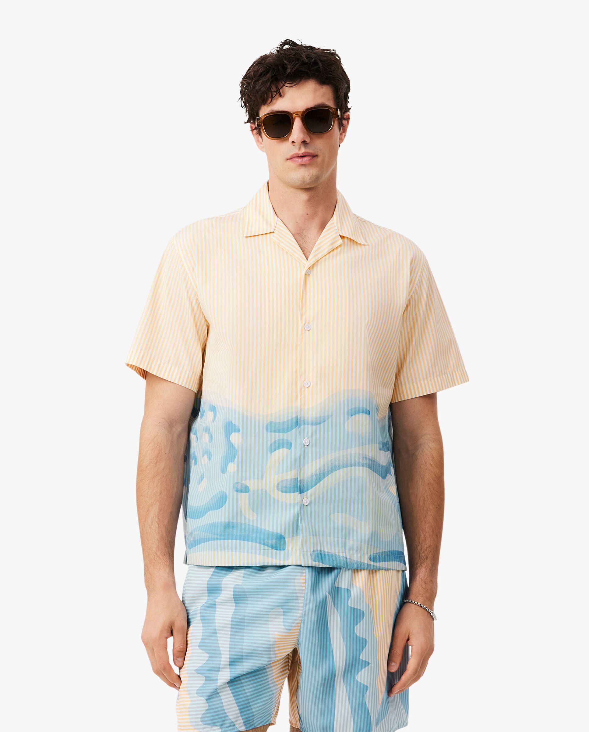 Lacoste - Camisa de hombre de rayas de corte manga corta.