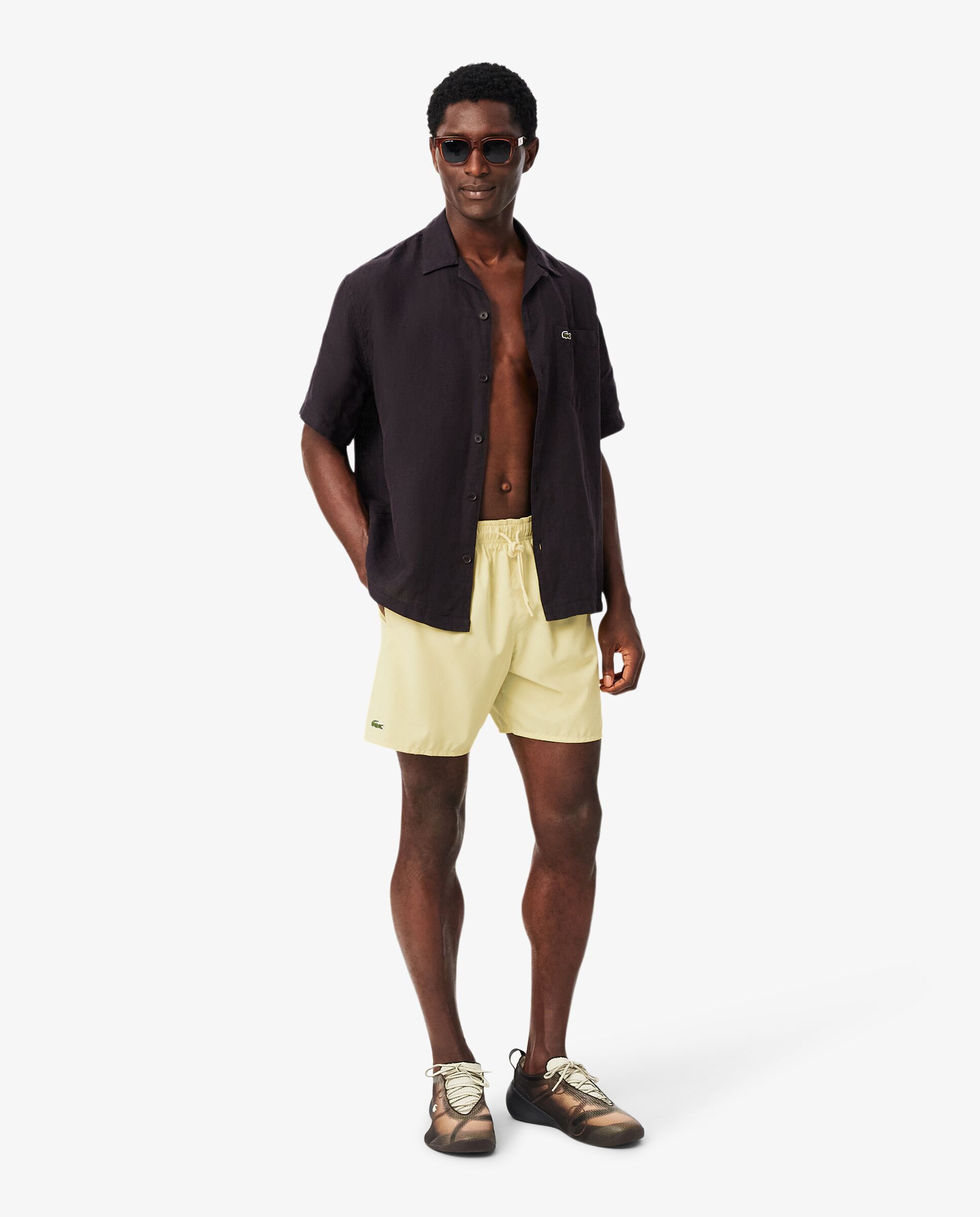 Short de baño Monochrome de largo medio - Lacoste - Amarillo Amarillo-4