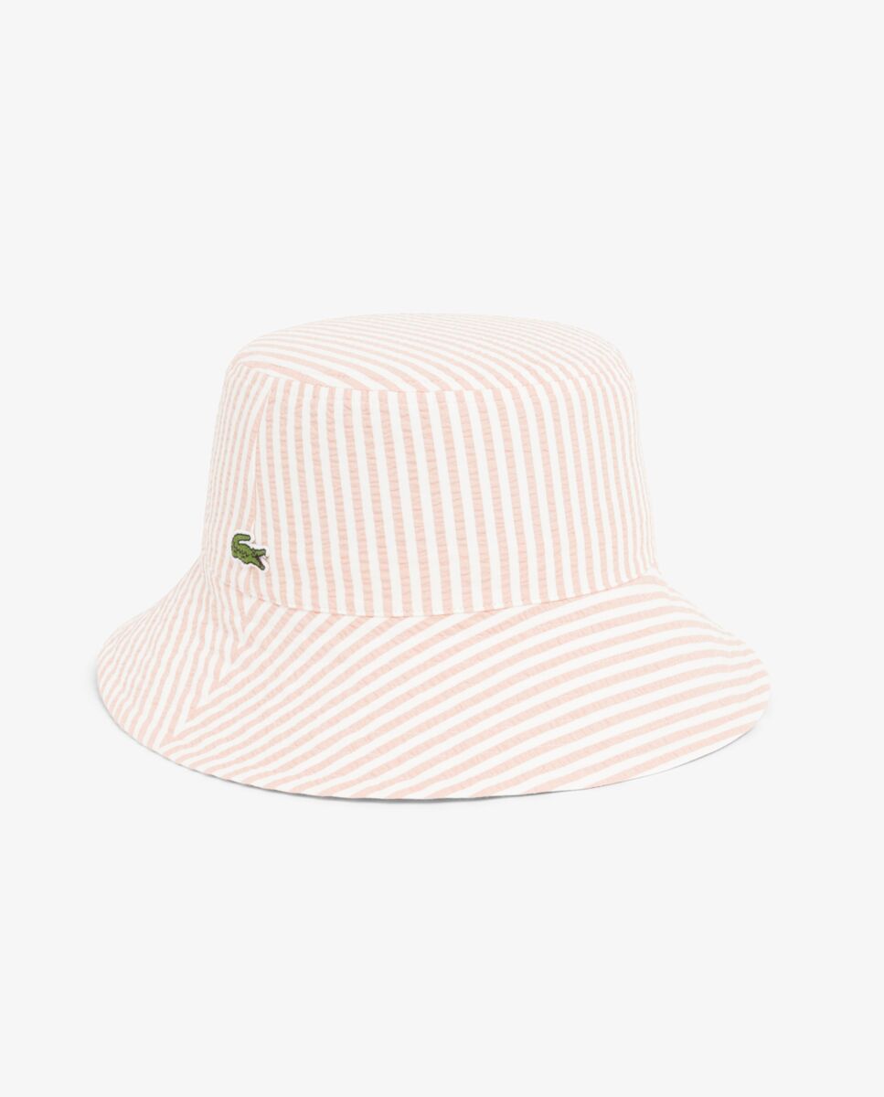 Gorro de mujer de pescador de algodón de rayas en - Lacoste - Blanco Blanco-2