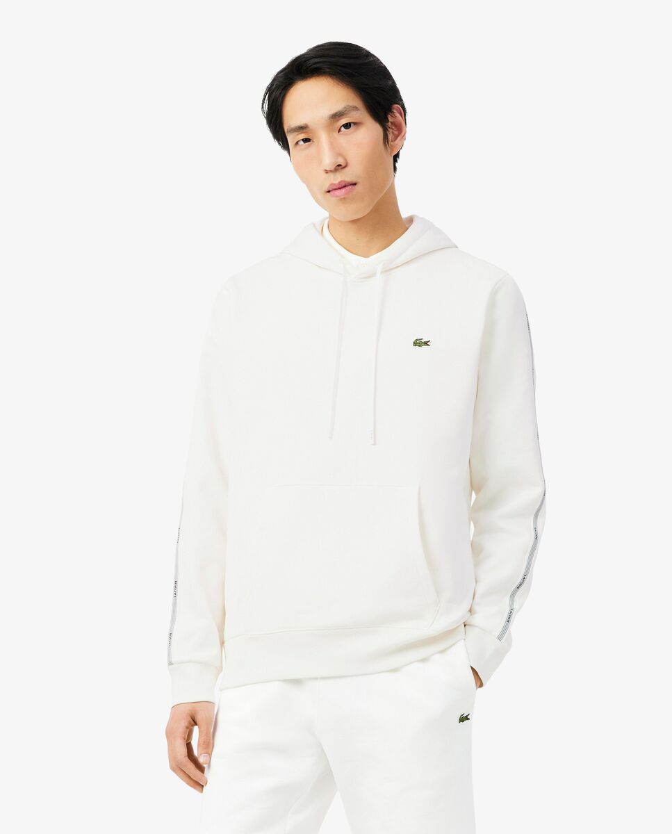 Sudadera de hombre con capucha y cremallera con rayas de logotipo - Lacoste - Blanco Blanco-1