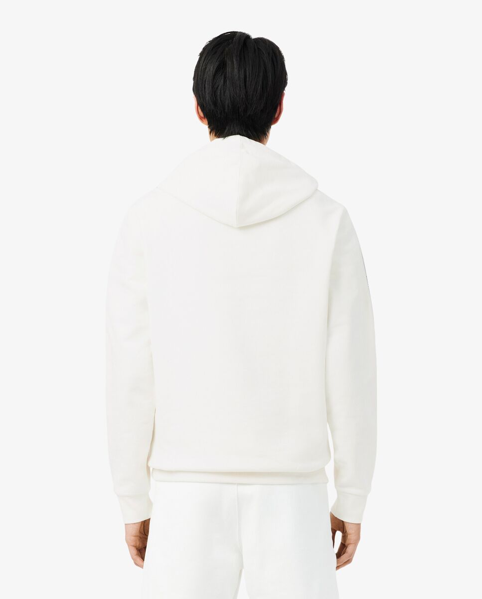 Sudadera de hombre con capucha y cremallera con rayas de logotipo - Lacoste - Blanco Blanco-2