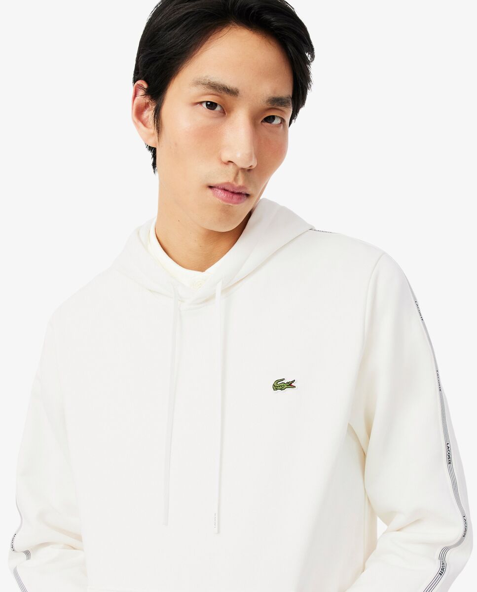 Sudadera de hombre con capucha y cremallera con rayas de logotipo - Lacoste - Blanco Blanco-3