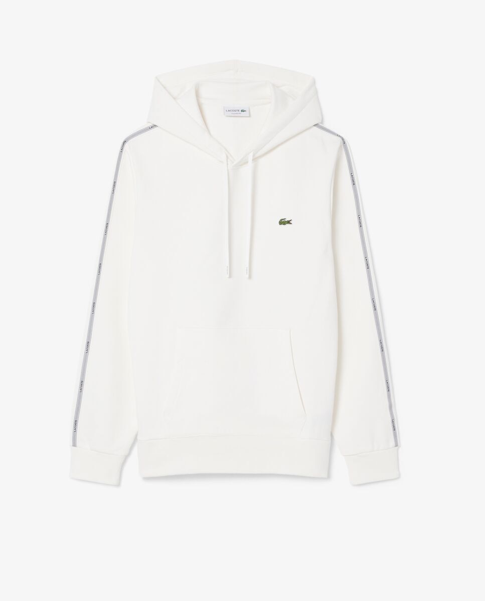 Sudadera de hombre con capucha y cremallera con rayas de logotipo - Lacoste - Blanco Blanco-5